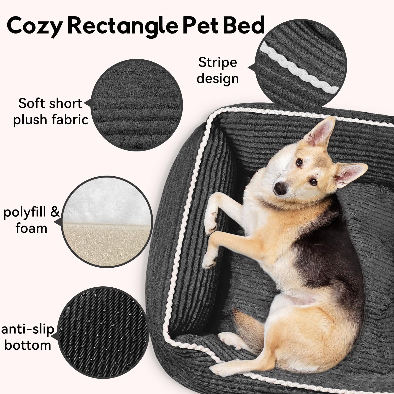 Zerbuger Orthopedic Dog Bed For Medium Dogs,Dog Sofa Beds Supportive Foam Pet Couch Bed With Removable Washable Mat And Nonskid