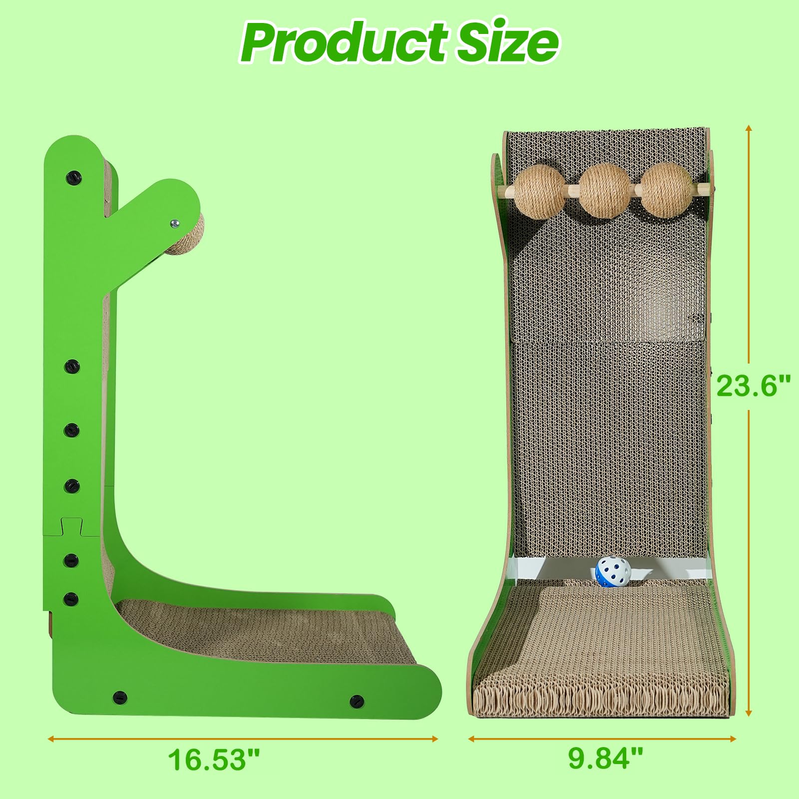 Yemoo Cat Scratcher, 23.6 Inch Cat Scratching Post, L Shaped Vertical Cat Scratching Board For Wall And Couch Protection, Cardbo