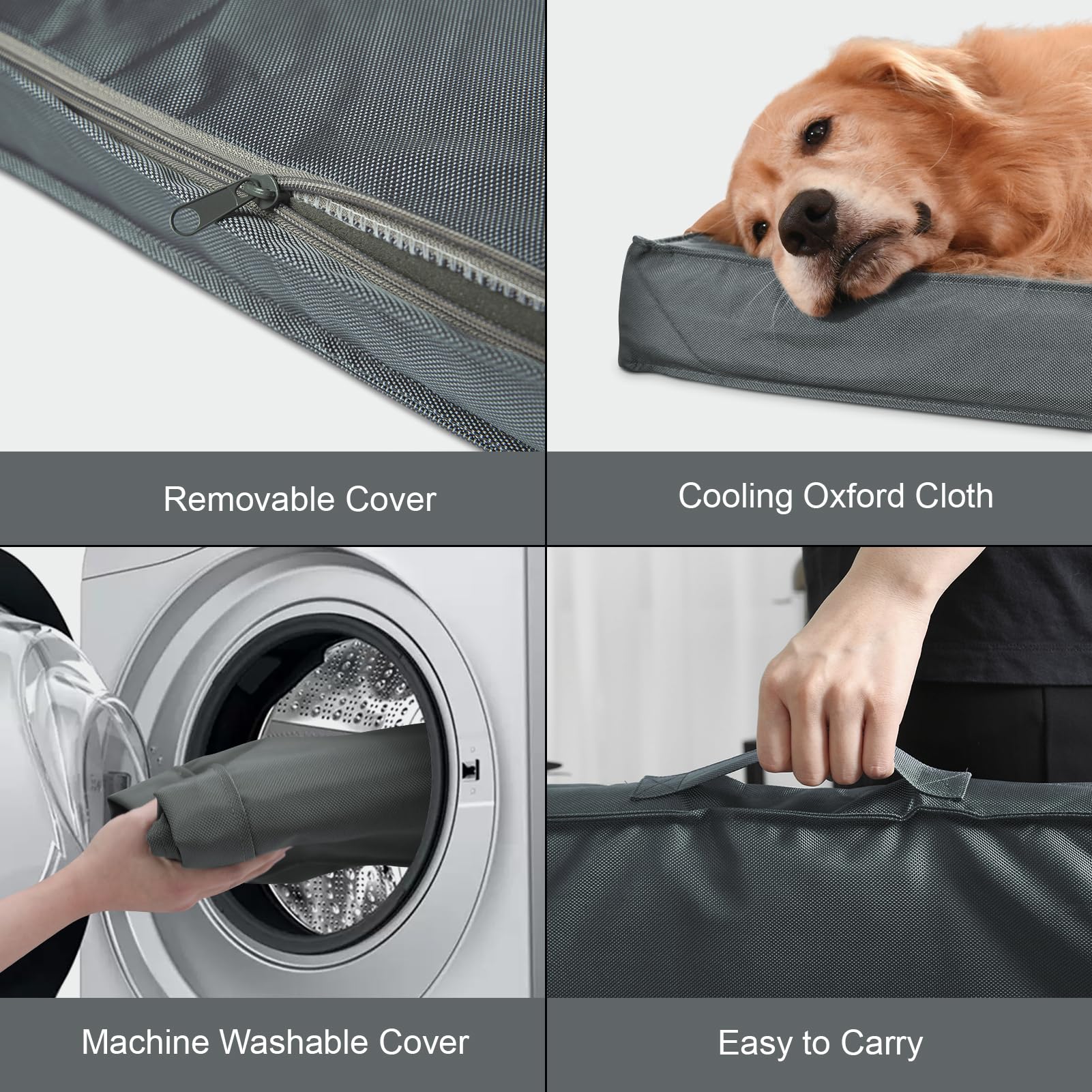 Tail Stories Extra Large Dog Crate Bed - Waterproof Orthopedic Foam Mat, 47"L x 29"W x 3.5"Th, Grey
