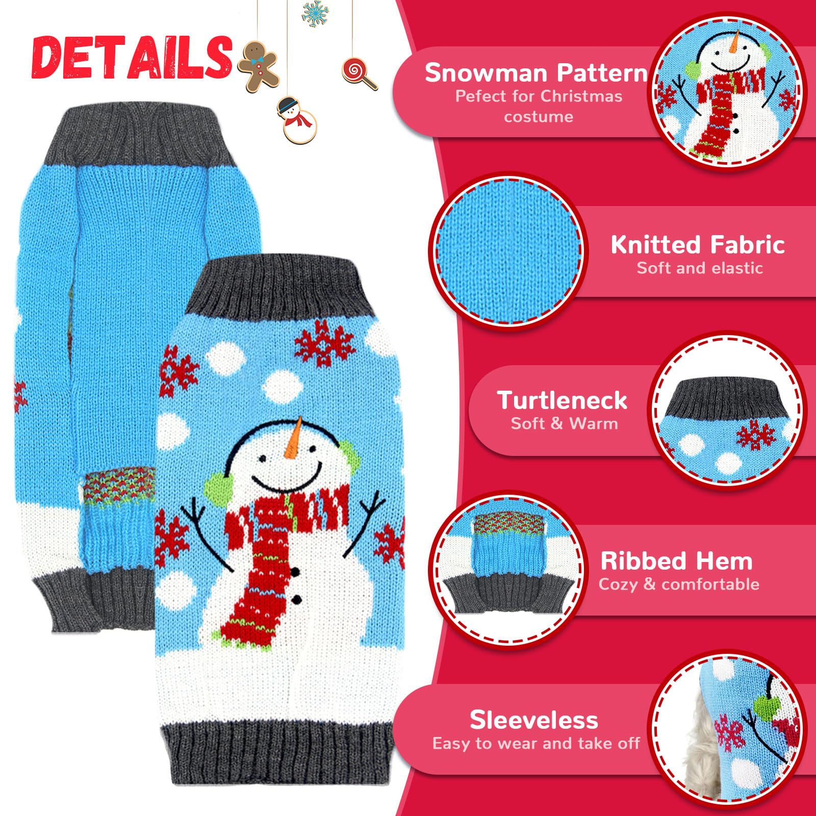 Doggyzstyle Pet Christmas Dog Sweaters Cute Animal Snowman Printed Puppy Xmas Costumes Winter Warm Turtleneck Jumpers Puppy Knit