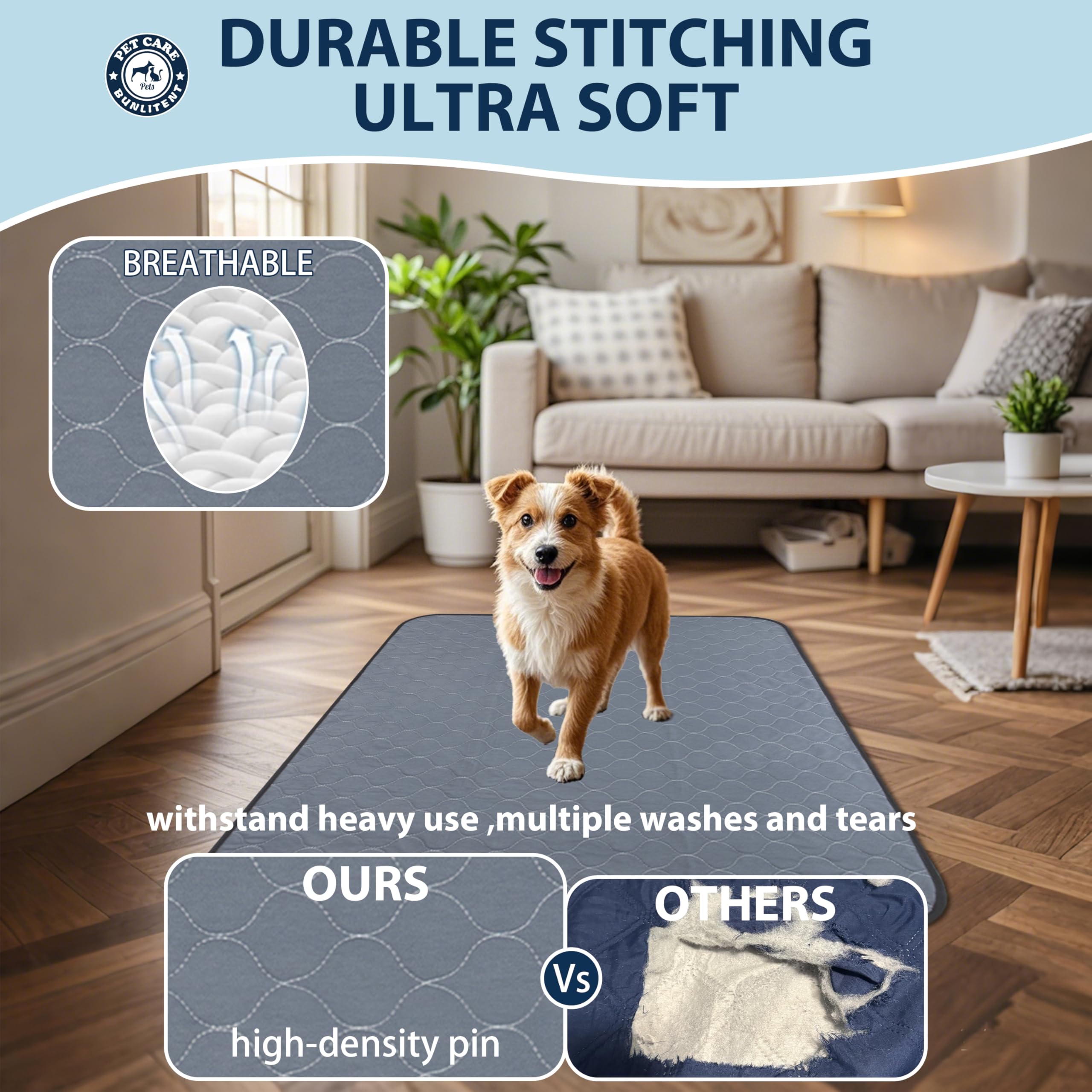 Washable Pee Pads For Dogs, 48X65 Reusable Puppy Pads With Fast Absorbent, Waterproof Reusable Pee Pads For Whelping, Traing, In