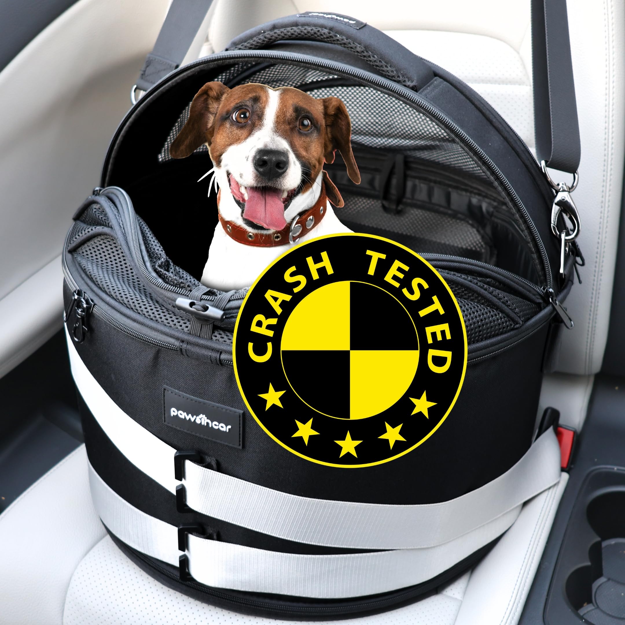 Crash-Tested Dog Car Seats for Small Dogs Under 25 lbs | 3-in-1 Small Dog Car Seat, Enclosed Cat Bed, Portable Pet Carrier | 5-S