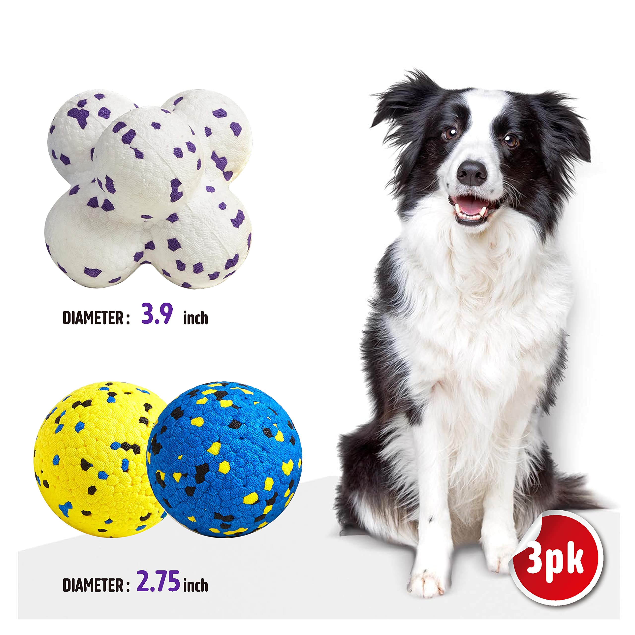 Kimee Dog Balls - Durable ETPU Tennis Ball Toys for Aggressive Chewers, Fetch Balls for Large, Medium, Small Dogs & Puppies, Blue (4 Balls)