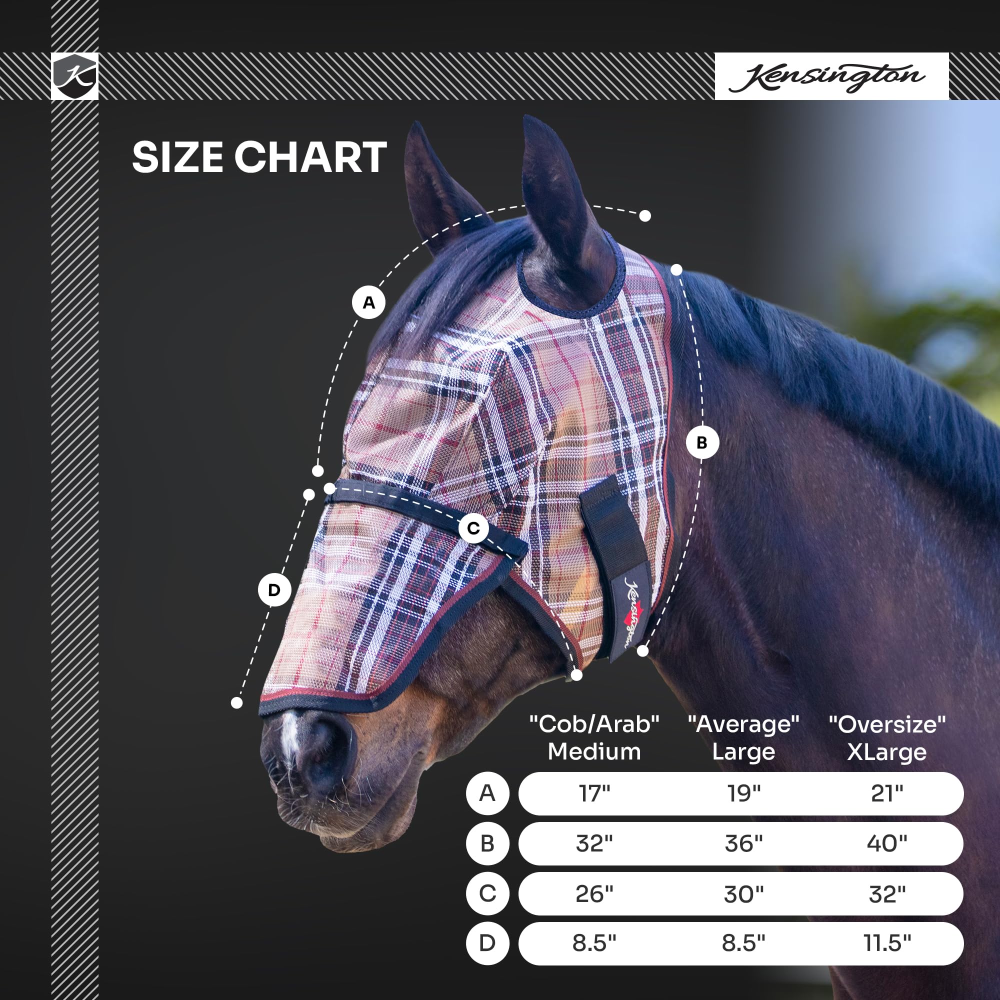 Kensington Fly Mask w/Web & Nose Size: Medium Color: 121-Deluxe Black