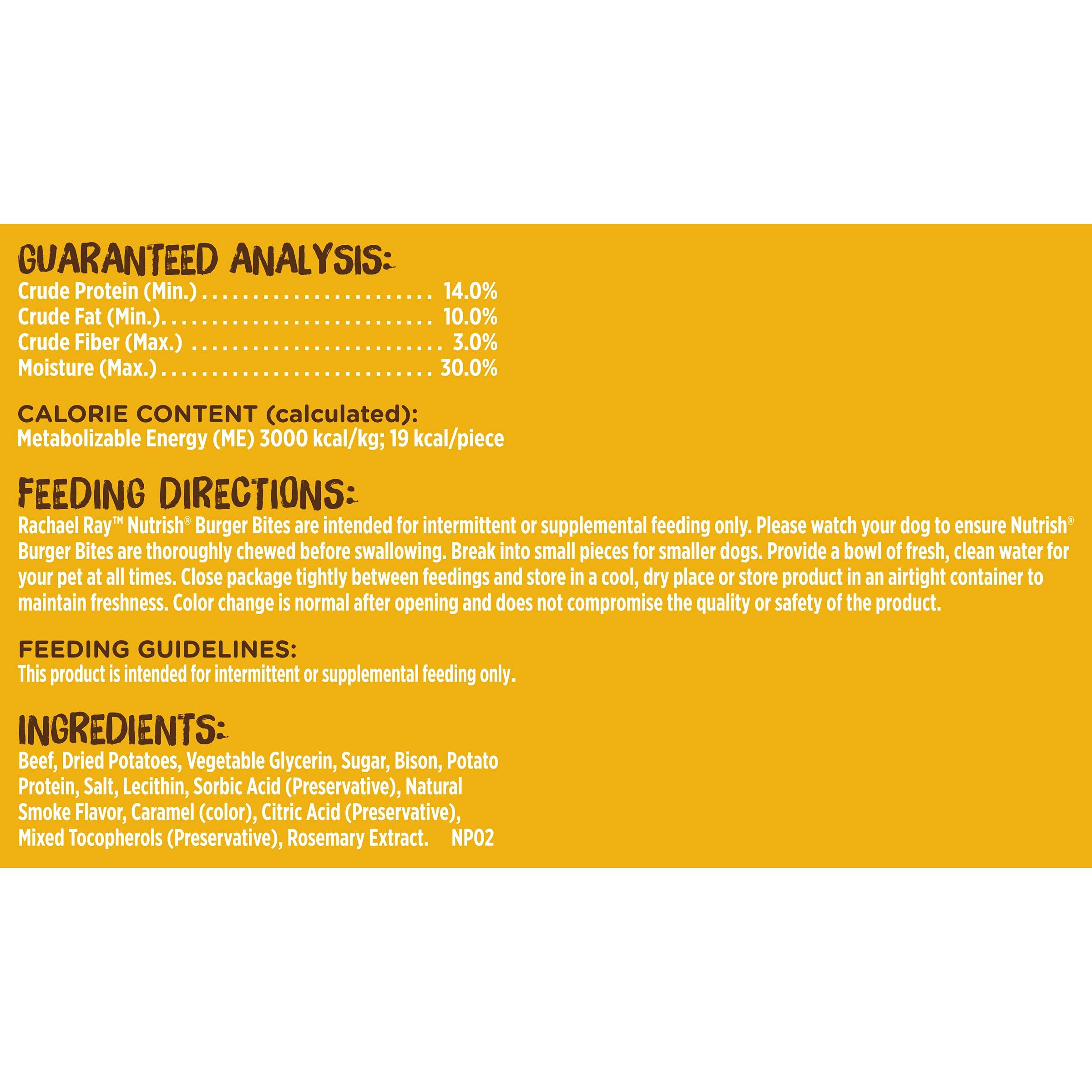 Rachael Ray Nutrish Burger Bites Dog Treats, Beef Burger With Bison Recipe, Grain Free, 3 Oz. (Pack Of 8)
