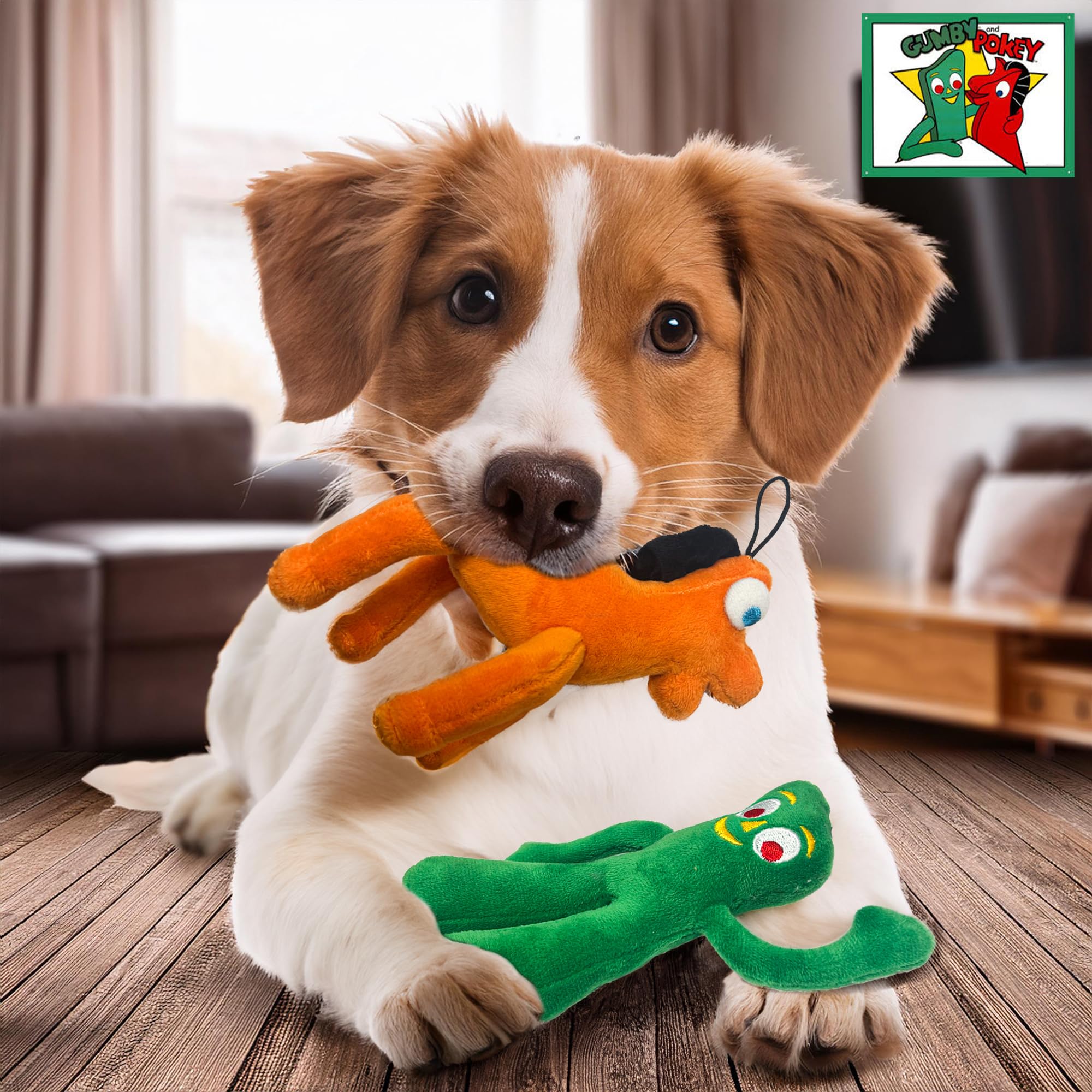 Multipet Gumby Dog Toy - Pack of 2 (6) - Multicolor Gumby & Pokey Figures for Dogs