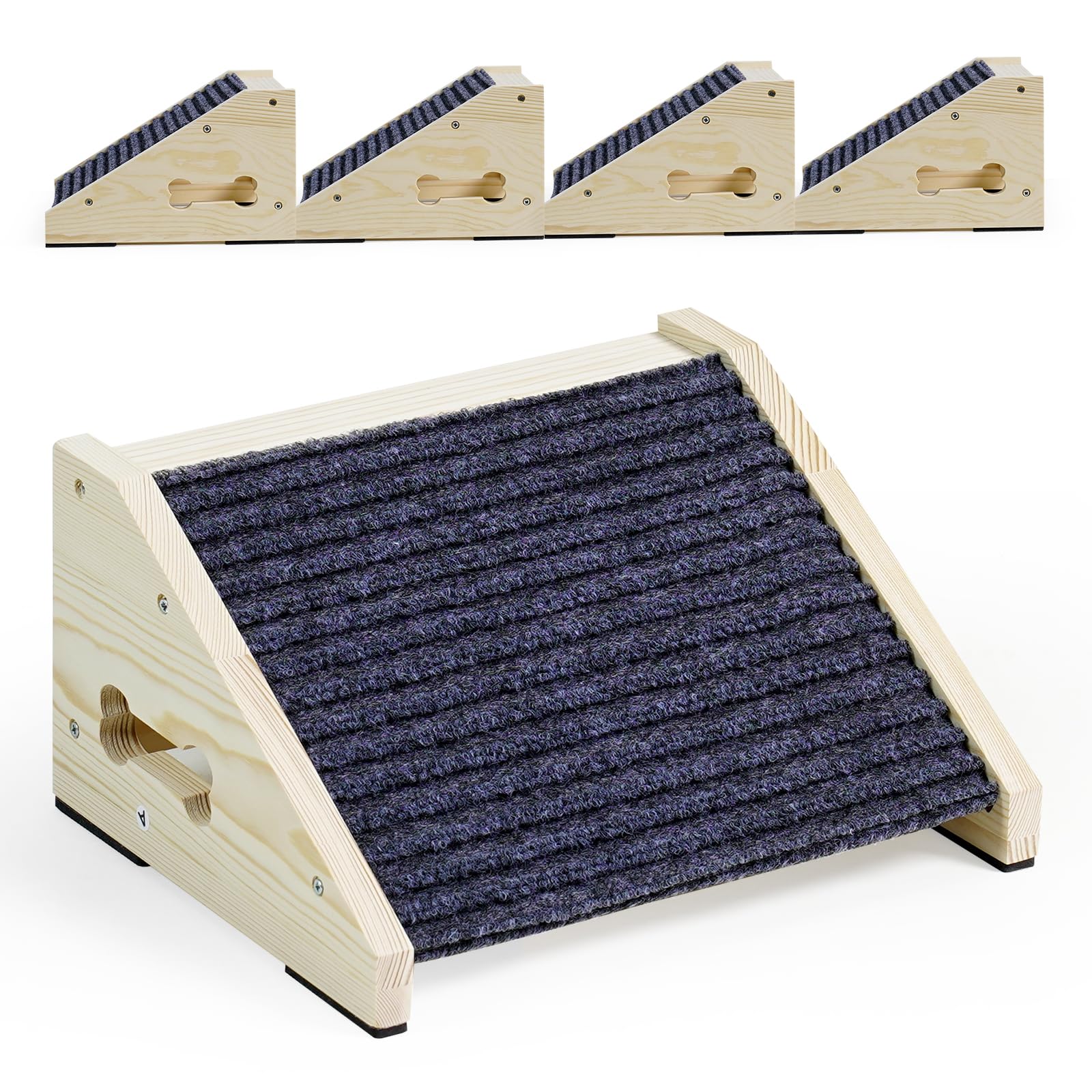 4 Pack Wooden Dog Ramp for Stairs Suits for Small Medium Large Dogs Cats, Pet Steps for Staircase Ramp for Dogs Cats, Need Insta