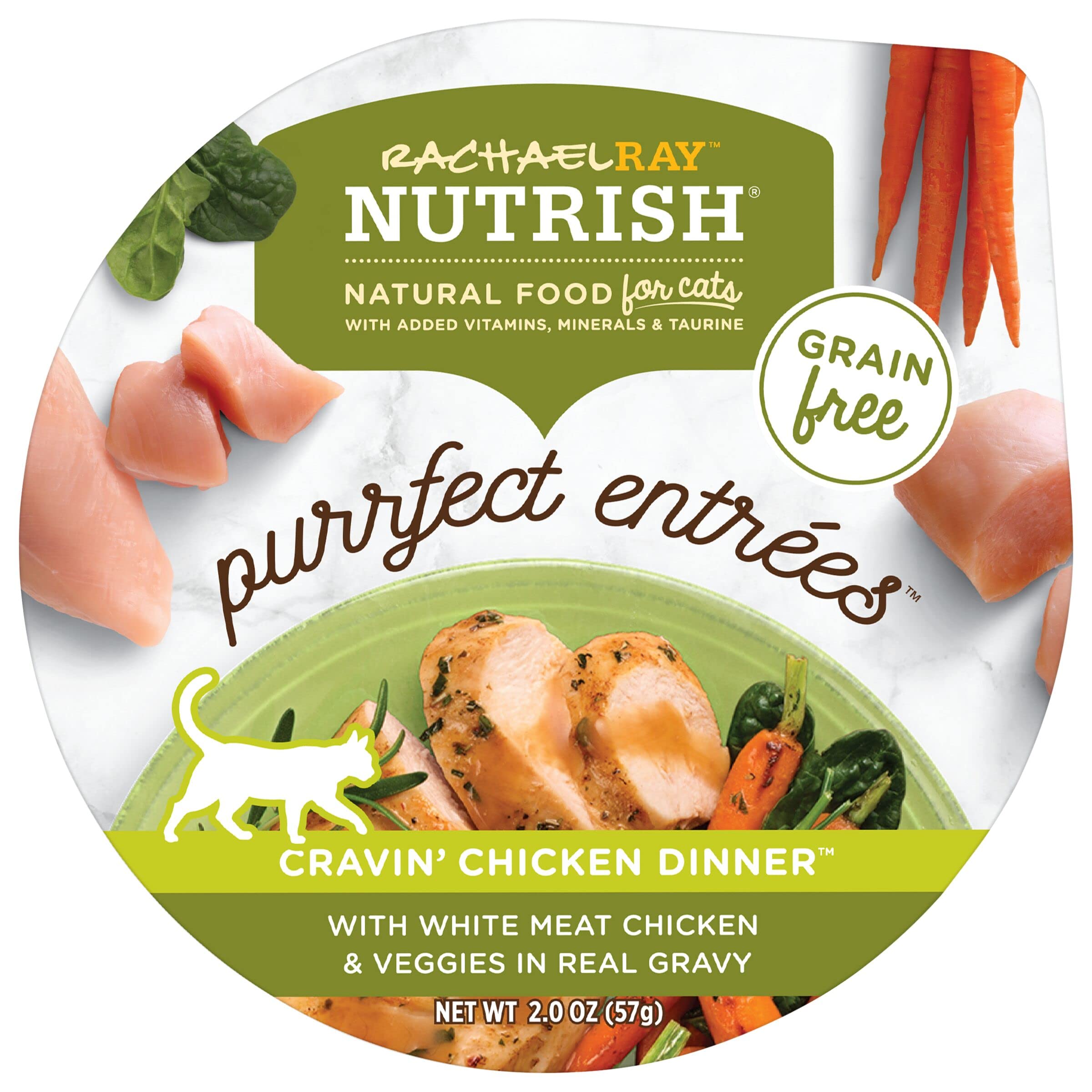 Rachael Ray Nutrish Purrfect Entrees Natural Wet Cat Food with Added Vitamins, Minerals & Taurine, Cravin  Chicken Dinner Recip
