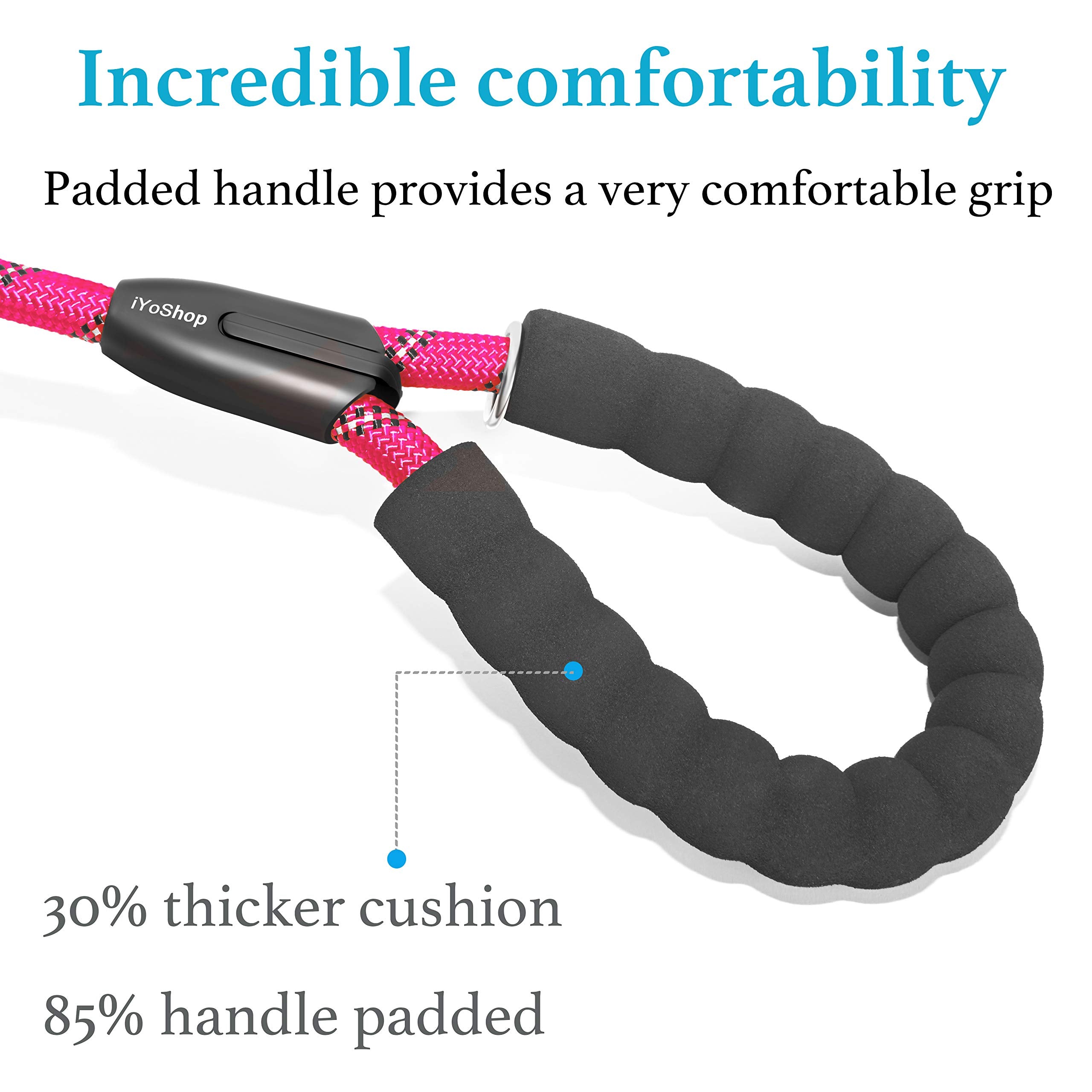 Iyoshop Dual Dog Leash, Double Dog Leash, 360 Swivel No Tangle Walking Leash, Shock Absorbing Bungee For Two Dogs, Pink, Large (25-150 Lbs)