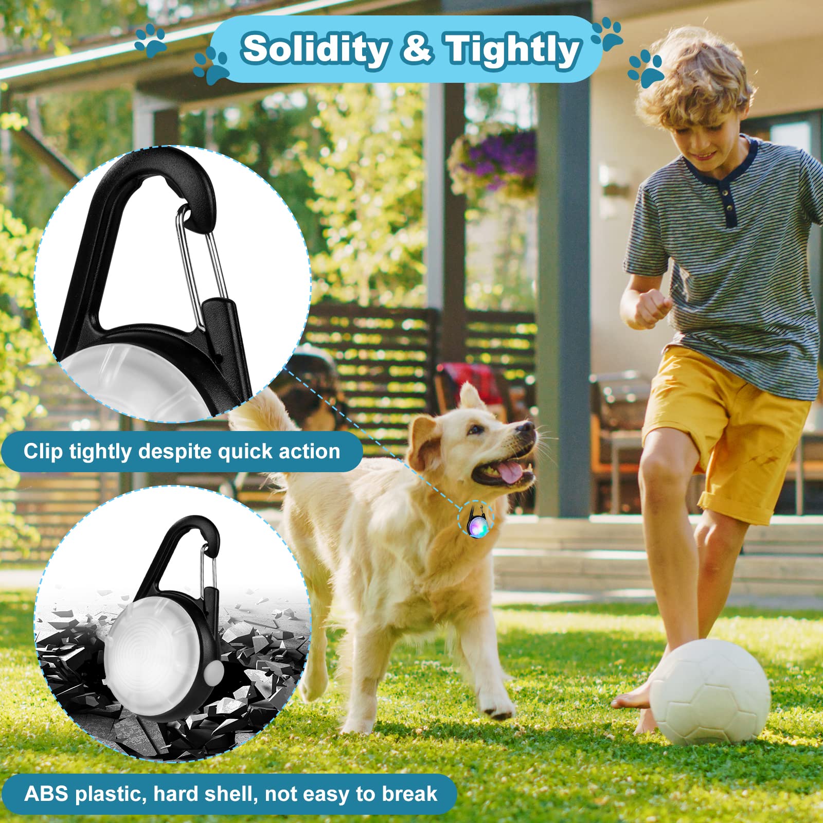 4 Modes Dog Lights for Night Walking, IP68 Waterproof Dog Collar Light, High Capacity Rechargeable Collar Lights for Night Time