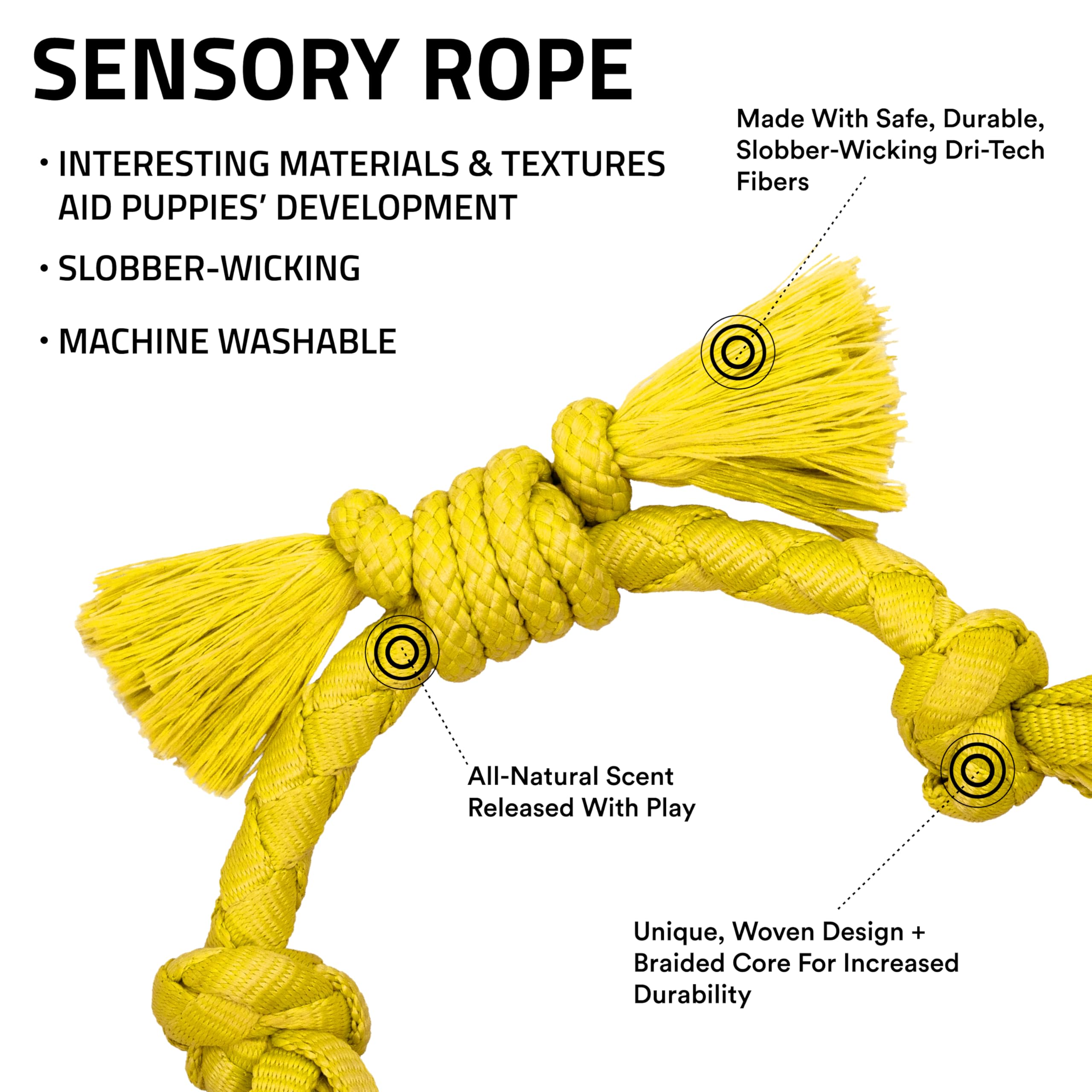 Playology Puppy Rope Dog Toy for Sensory Development | Medium Sized Interactive Tug & Chew Dog Toysfor Puppies up to 50 lbs | En