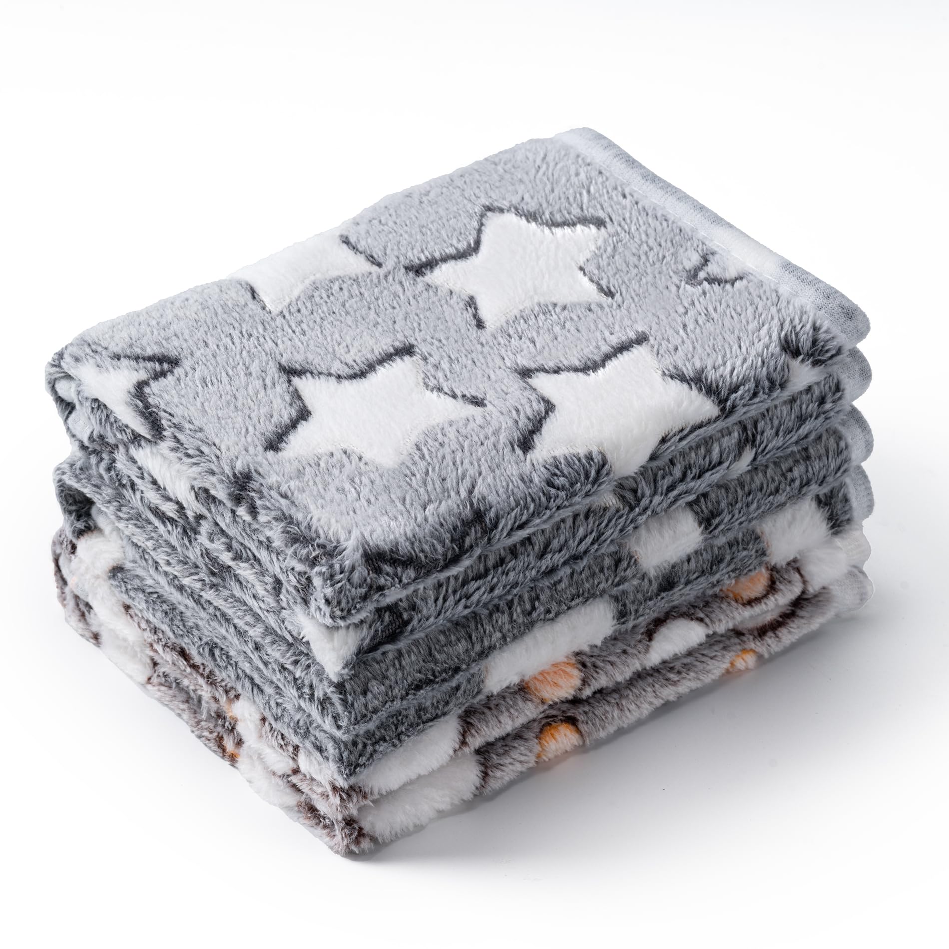 1 Pack 3 Blankets Super Soft Fluffy Premium Fleece Pet Blanket Flannel Paw Printed Throw For Dog Puppy Cat (Small 23X16'', Star,