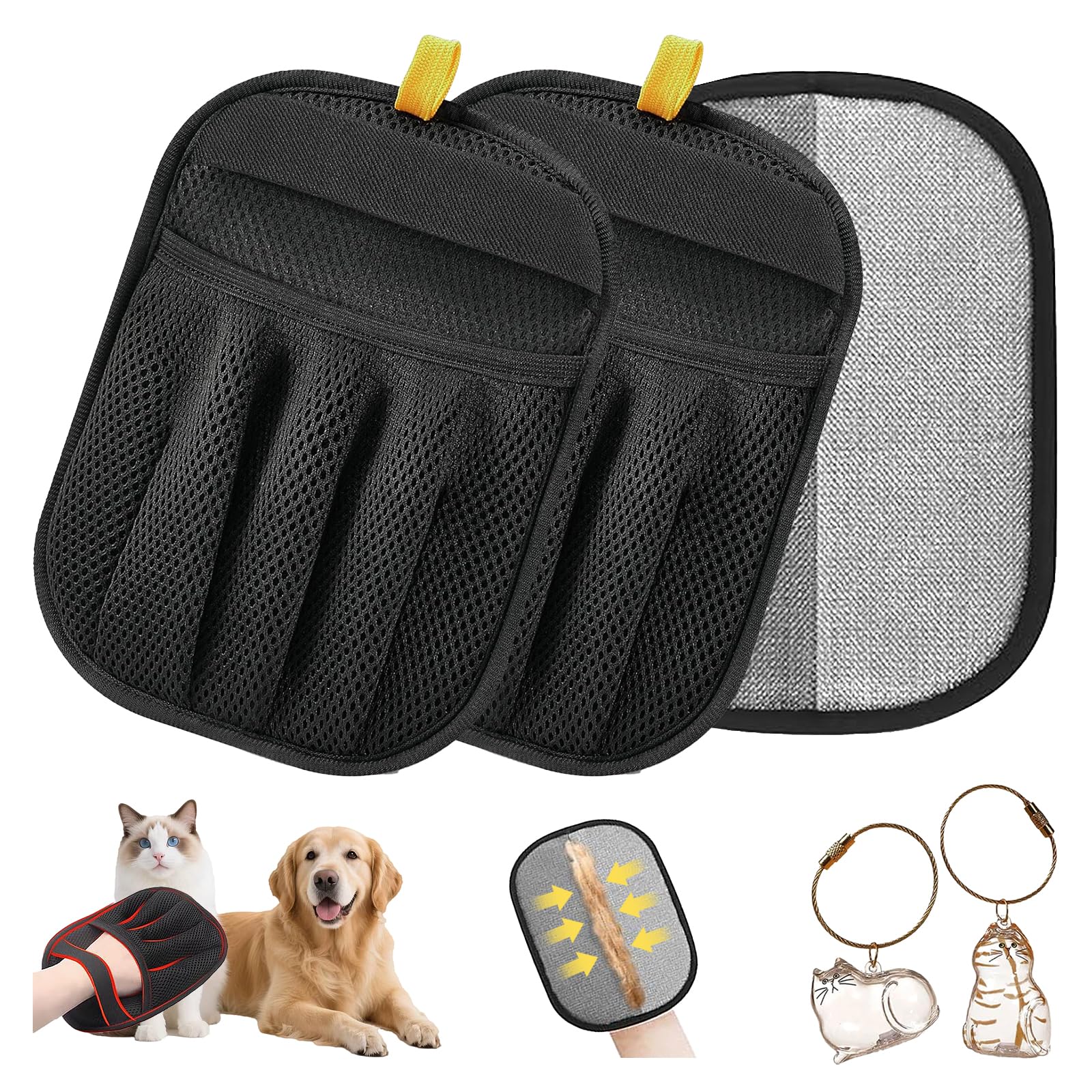 YCKJDYR 3PCS Five  Finger Electrostatic Pet Hair Removal Gloves, Upgraded Reusable Animal Fur Remover for Couch, Furniture, Car