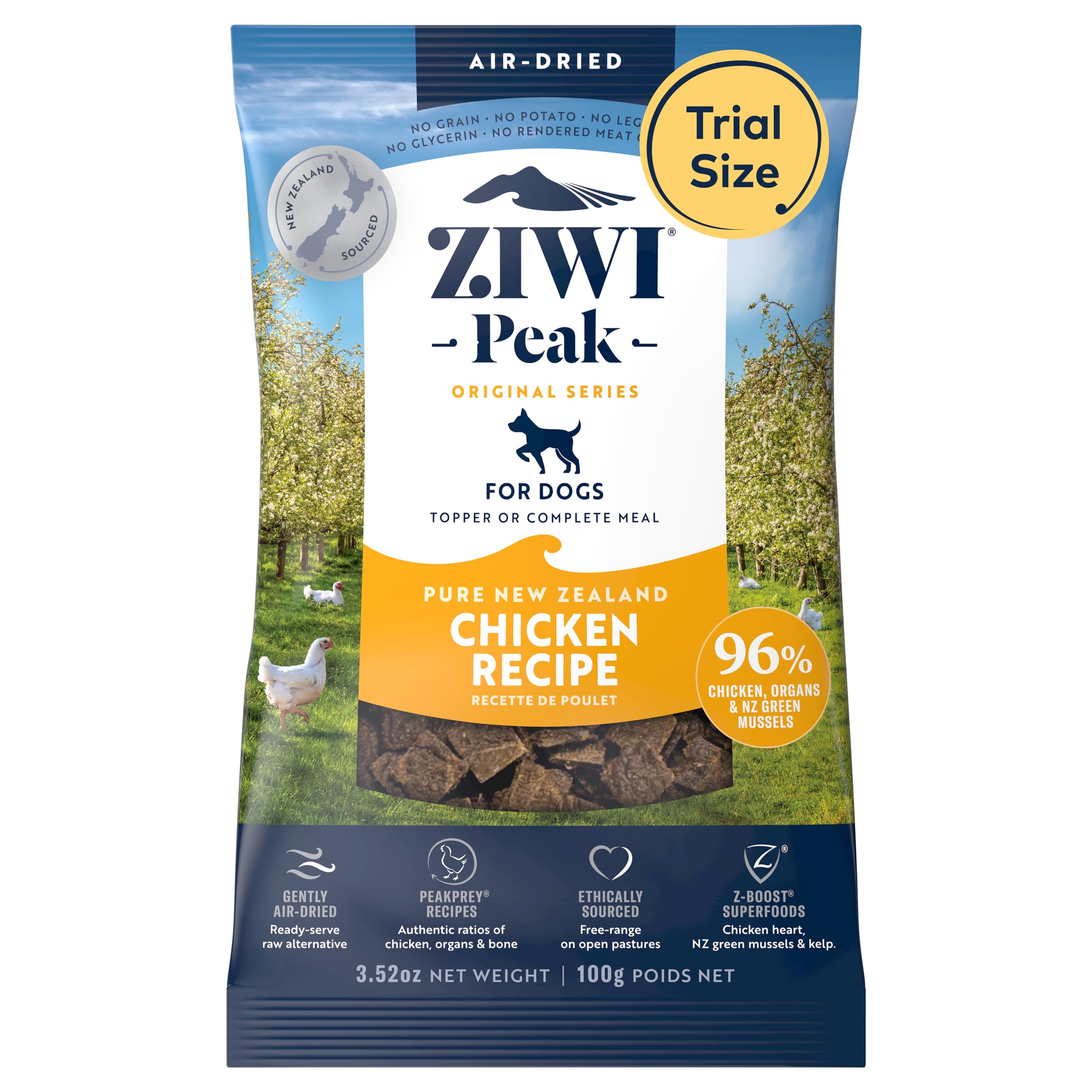 ZIWI Peak Air-Dried Dog Food - Chicken - All Natural, High Protein, Grain Free, Limited Ingredient w/Superfoods (3.5oz)