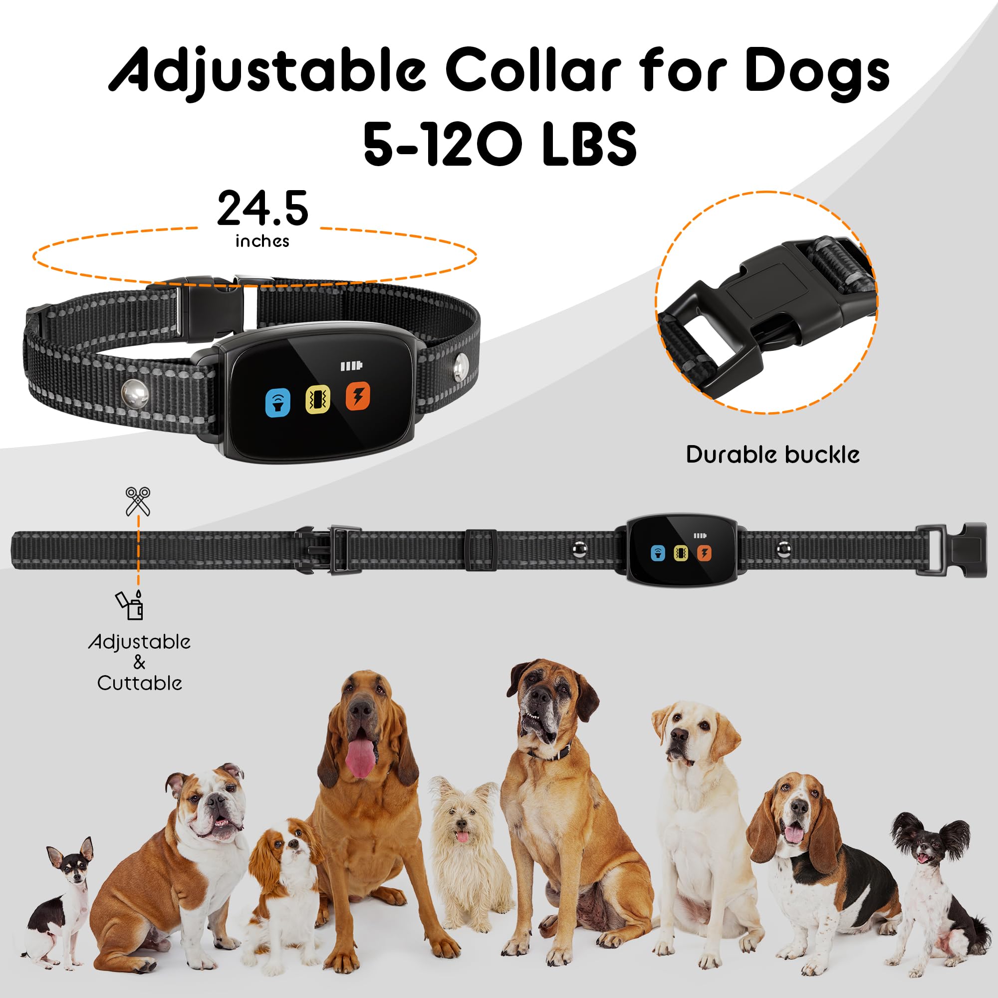 Dog Training Collar Shock Collars For Dogs With Remote 2600 Ft Remote Control Range 4 Modes Beep Vibration Shock Built-In Bright