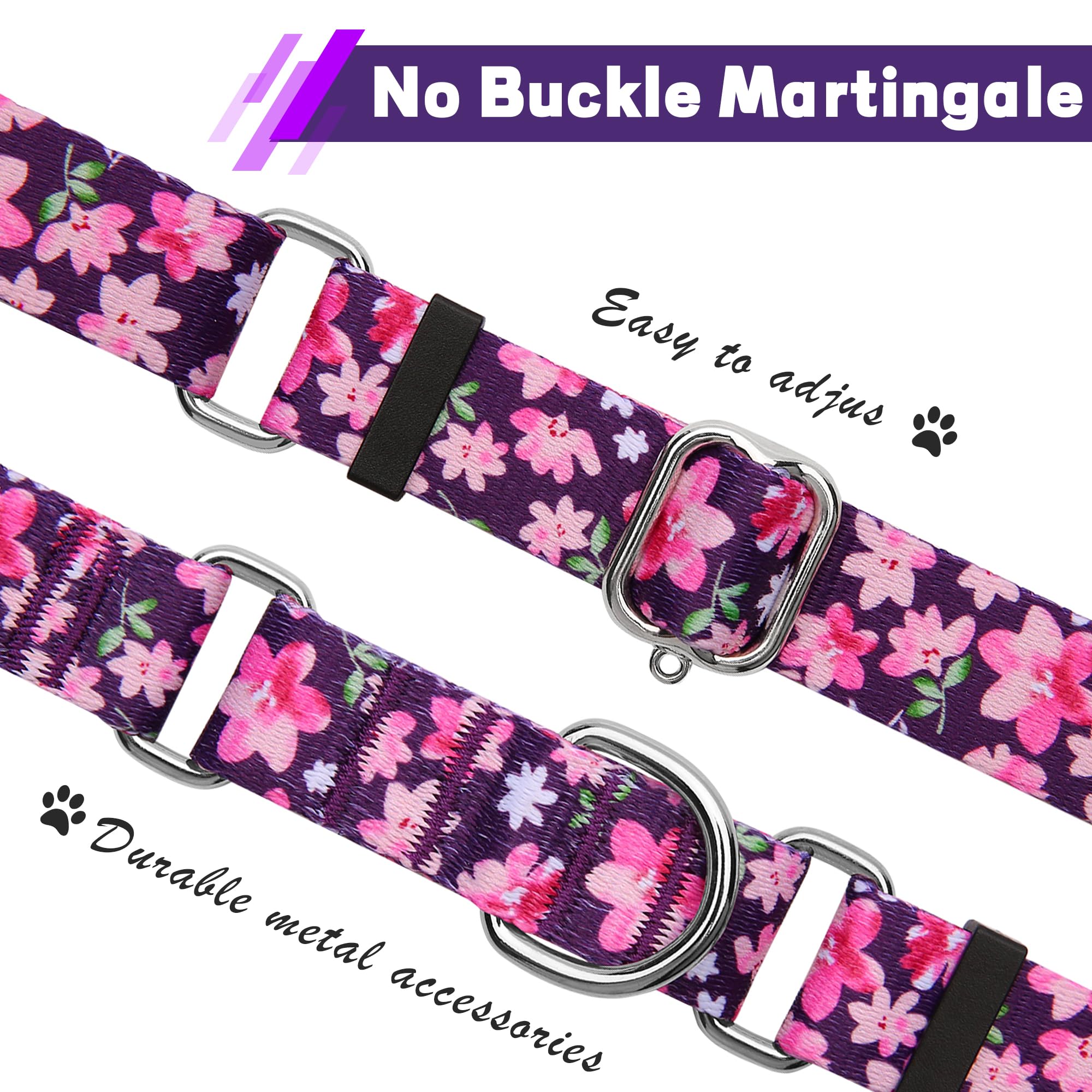 Hikiko Martingale Collar For Dogs With No Buckle Purple Floral Female Dog Collar Cute Girl Dog Collars For Small Dogs,Japanese P