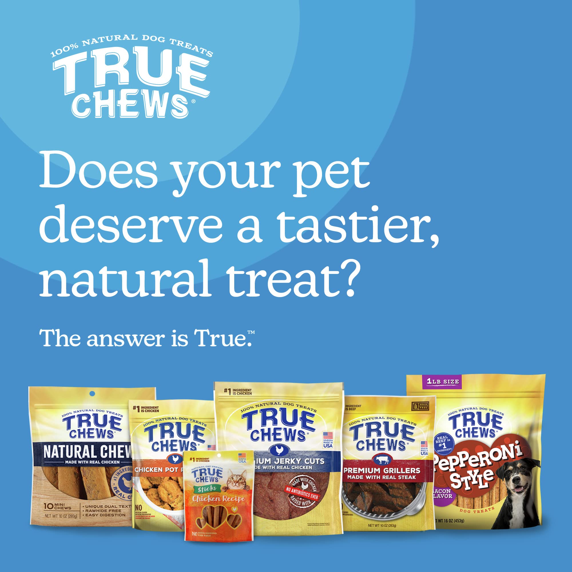 Blue Buffalo True Chews Dog Treats, Made in the USA with Natural Ingredients, Chicken Bacon Recipe, 22-oz Bag
