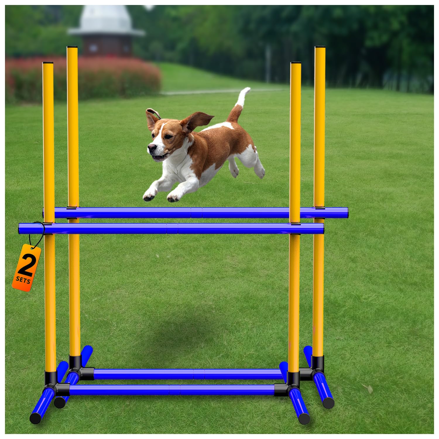 Ahailuoo Adjustable Dog Agility Jump Set - Training Hurdles With Height Adjustable Bars, Portable Design With Carry Bag For Indo
