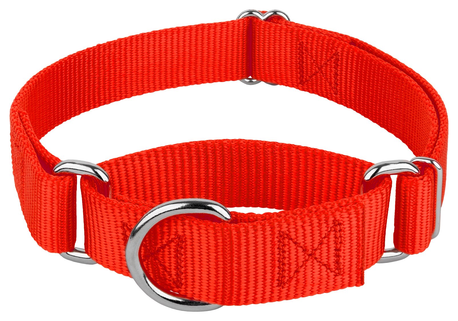 Country Brook Petz - Hot Orange Martingale Heavy Duty Nylon Dog Collar - 21 Vibrant Color Options (3/4 Inch Width, Small)