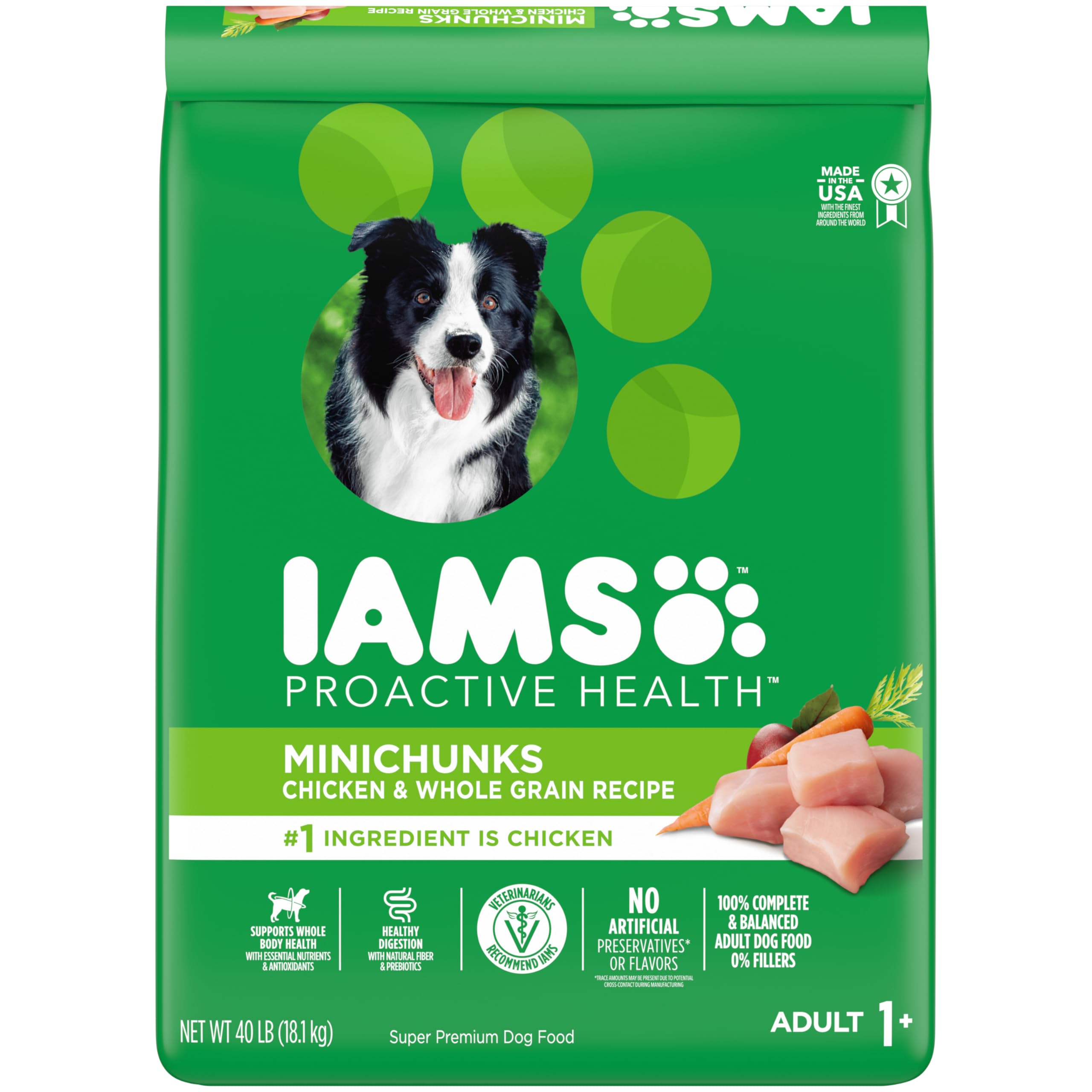 IAMS Proactive Health Minichunks Adult Dry Dog Food with Real Chicken, 40 lb. Bag
