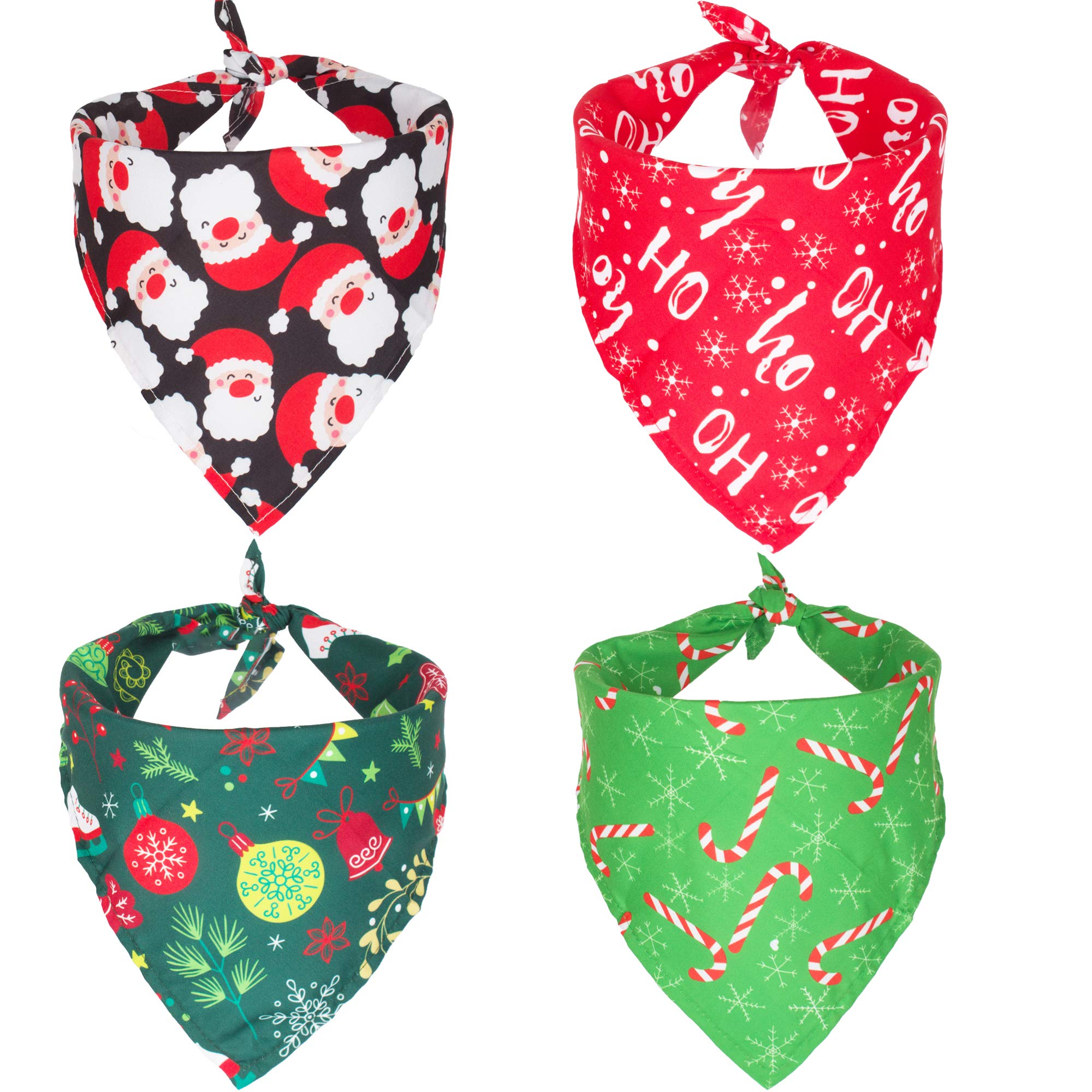 ADOGGYGO 4 Pack Dog Bandana Christmas Dog Scarf Triangle Bibs Kerchief Set Pet Costume Accessories Decoration for Large and X-La