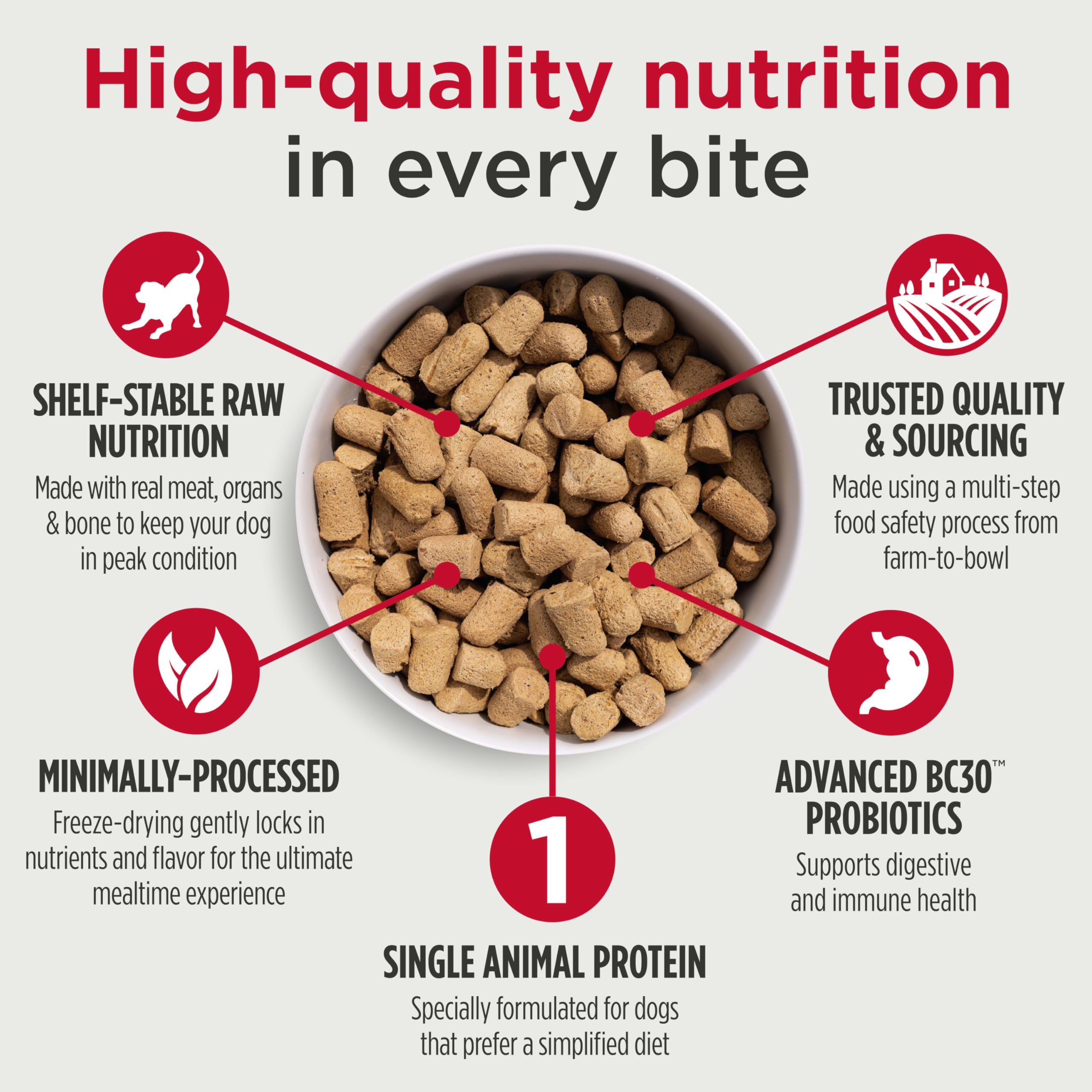 Nulo Freeze-Dried Raw Beef Recipe with Apples Complete and Balanced Dry Dog Food Kibble, 18 Ounce Bag