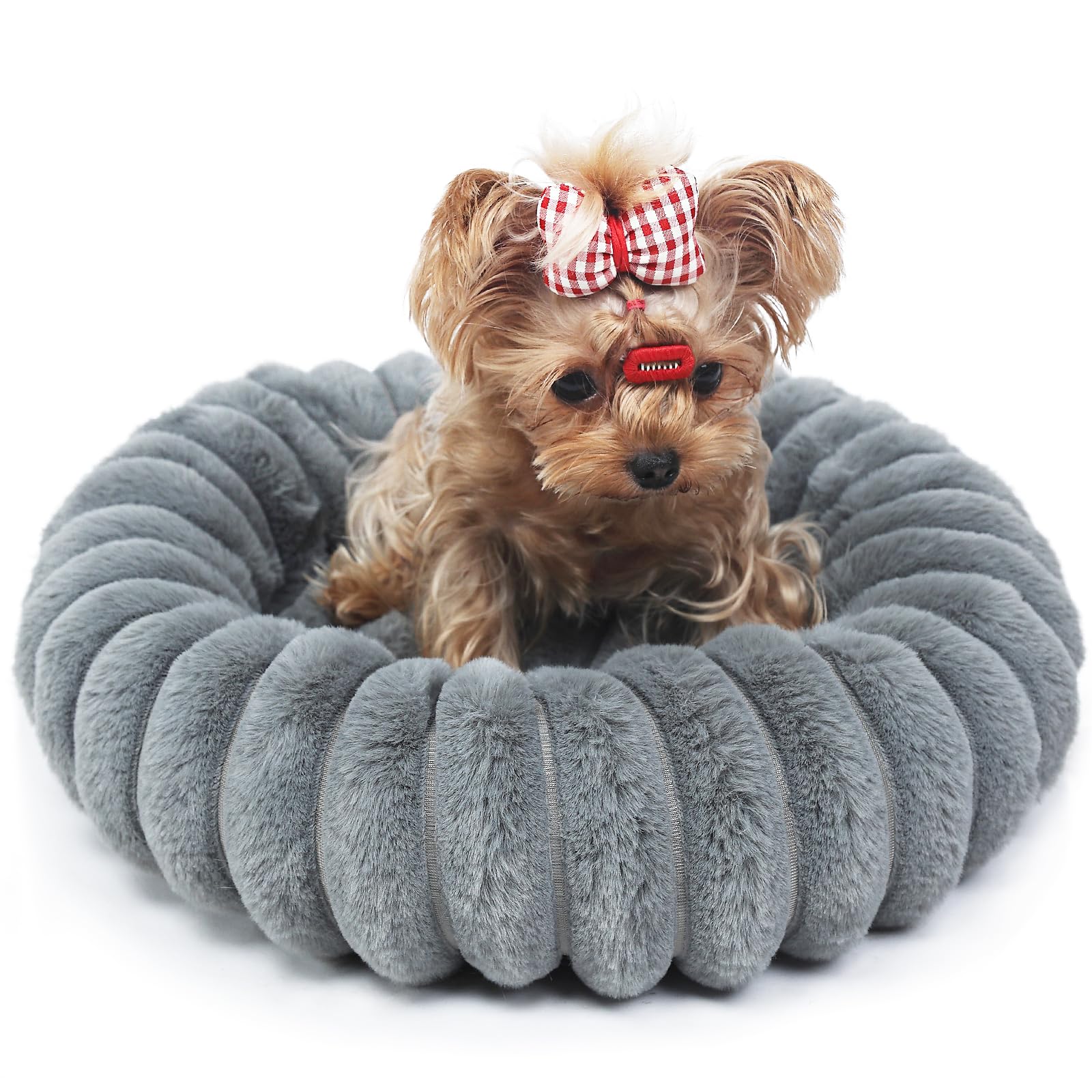 Pink Puppy Beds For Small Dogs And Kitty Washable Soft Comfort Donut Cute Cuddle Dog Bed With Sides Cat Beds For Indoor Cats,Rou