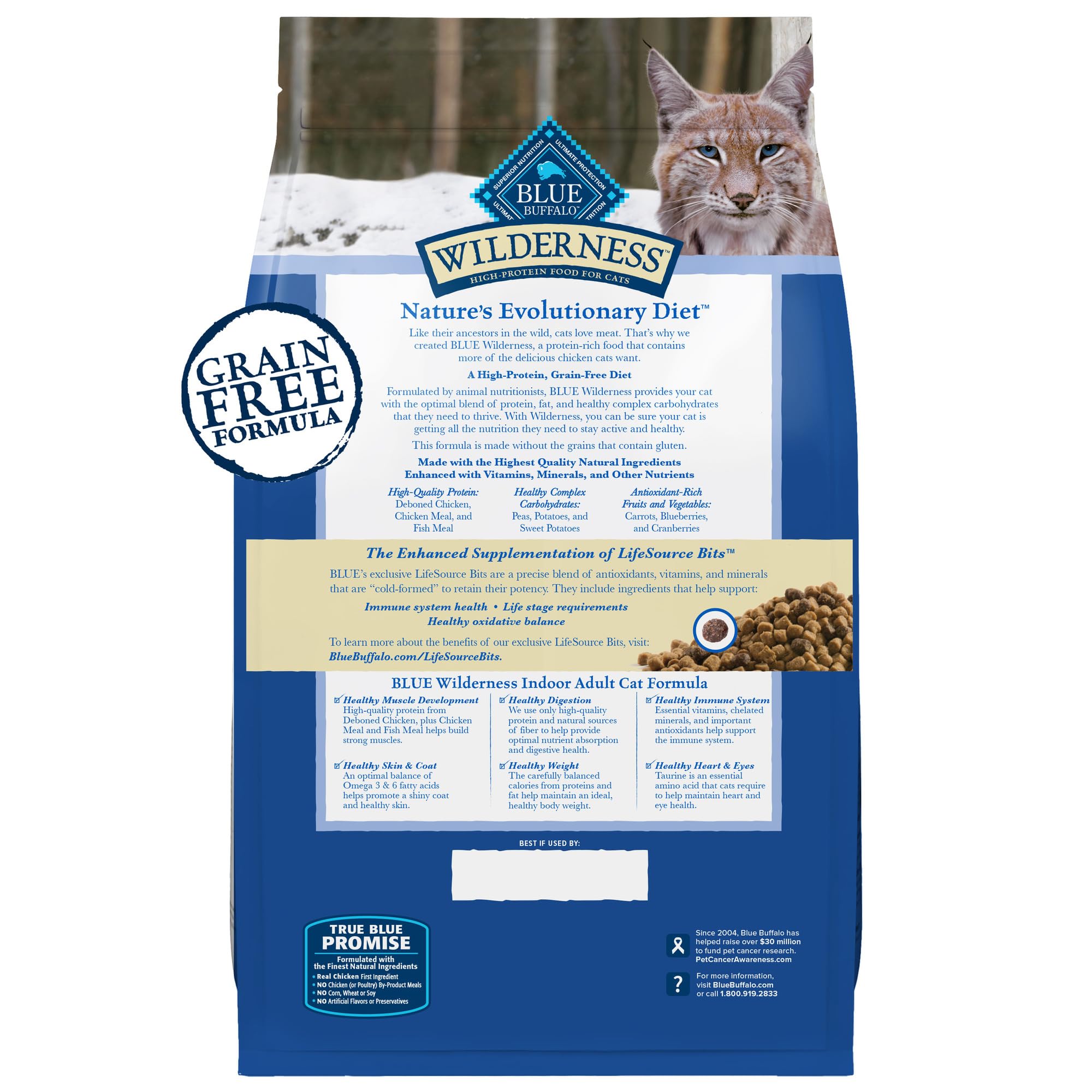 Blue Buffalo Wilderness Natures Evolutionary Diet High-Protein, Grain-Free Natural Dry Food for Adult Cats, Chicken, 11-lb. Bag