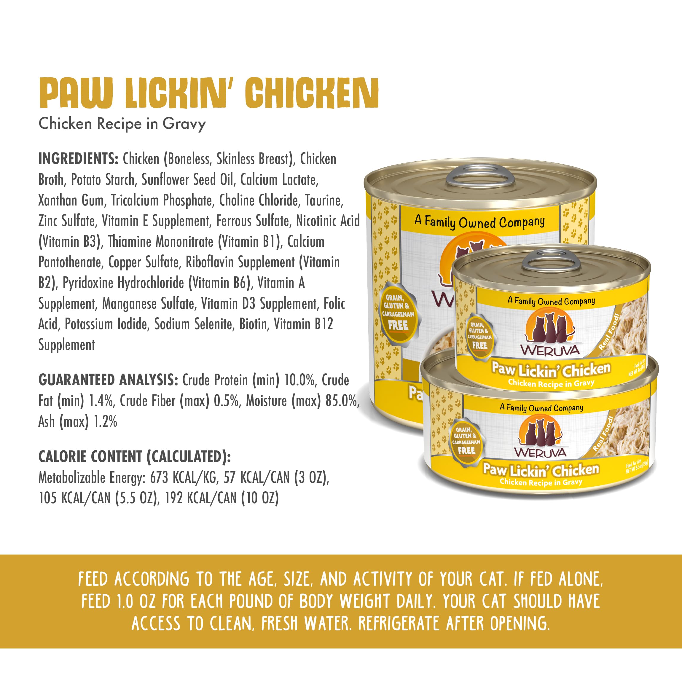 Weruva Classic Cat Food, Paw Lickin Chicken with Chicken Breast in Gravy, 5.5oz Can (Pack of 24)