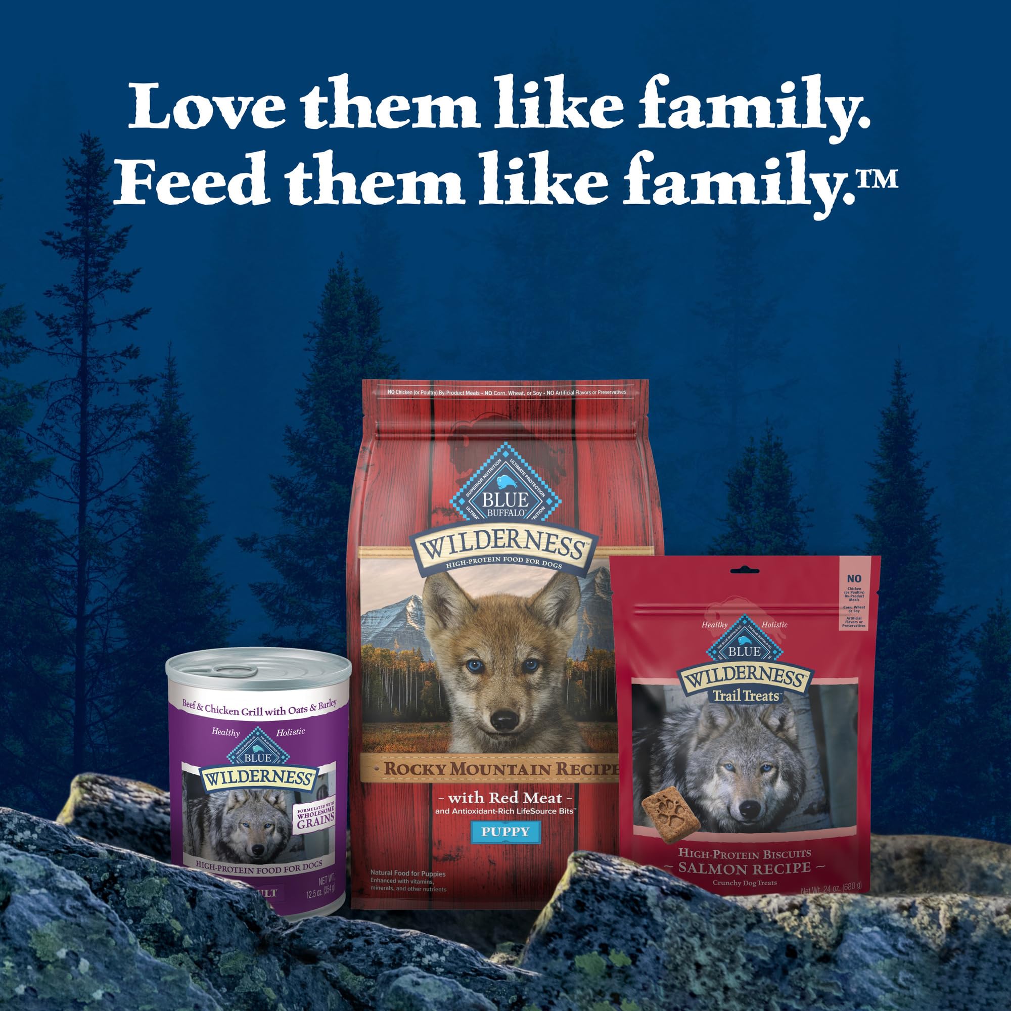 Blue Buffalo Wilderness High-Protein Rocky Mountain Recipe Dry Food for Puppies, Red Meat & Grains, 4.5-lb. Bag