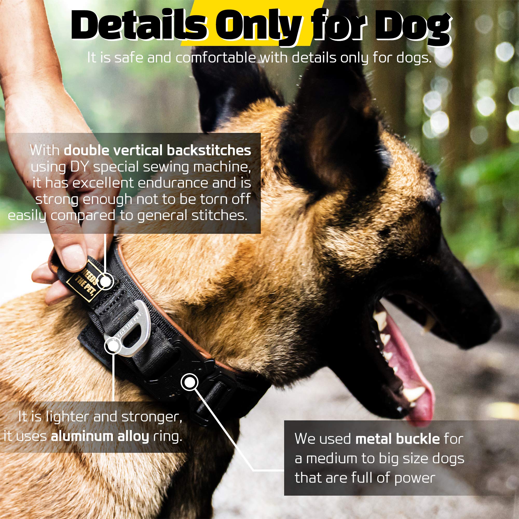 The Comfort Collar, Soft Cowhide Padded Dog Collar For All Breeds, Reflective Patch, Metal Buckle For Big Size Dogs Easy Control
