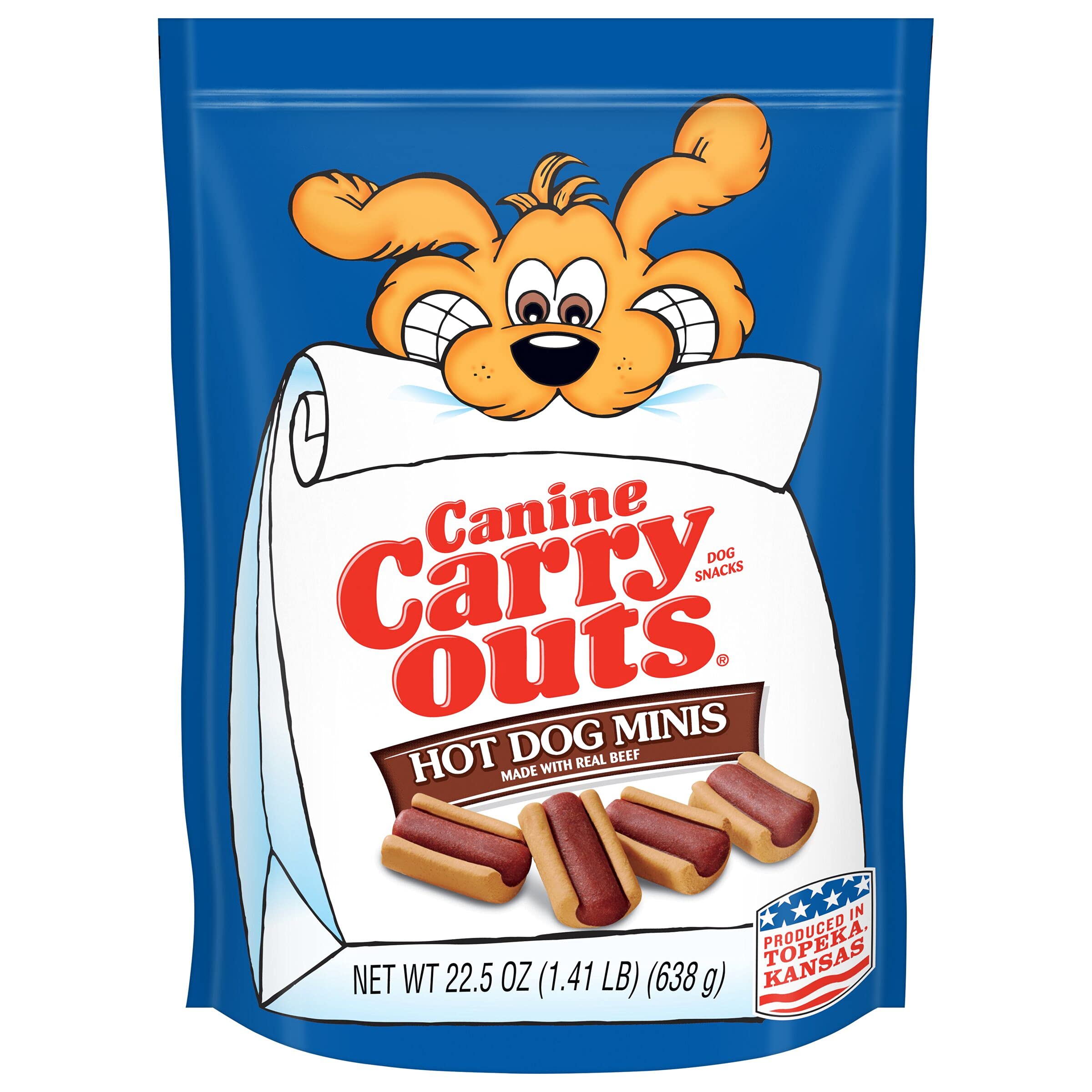 Canine Carry Outs Dog Treats, Hot Dog Minis, 22.5 Ounce (Pack of 4), Made with Real Beef