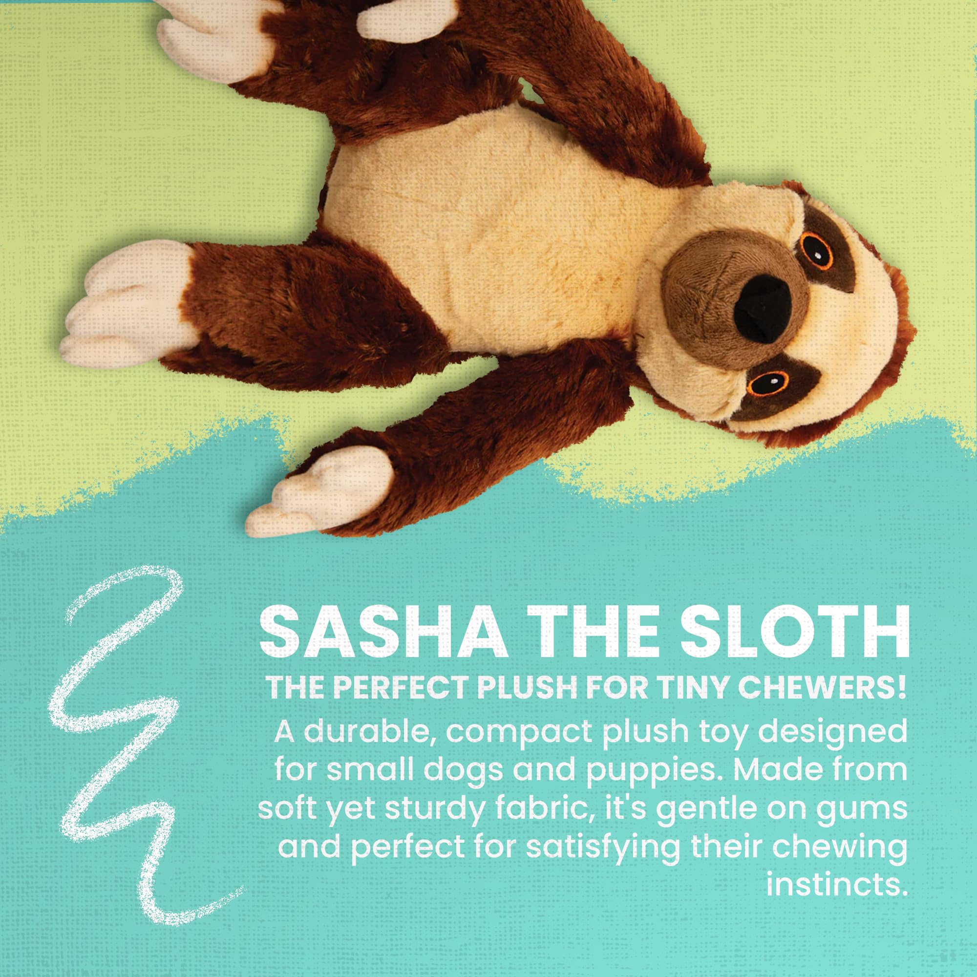 Snugarooz Sasha The Sloth Dog Toy with Repair Patch - Soft Plush - Squeaker & Crinkle - Ideal for Large Dogs Non-Toxic & Durable