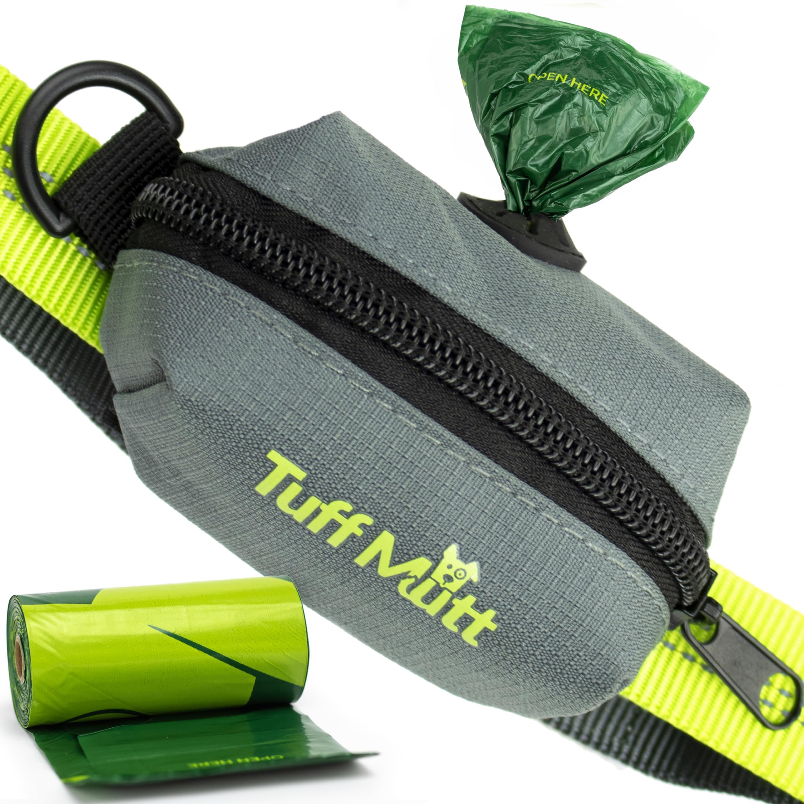 Tuff Mutt Dog Poop Bag Holder for Leash, Accessory For All Leashes, Lightweight Doggie Poop Bag Dispenser Allows For Easy Access