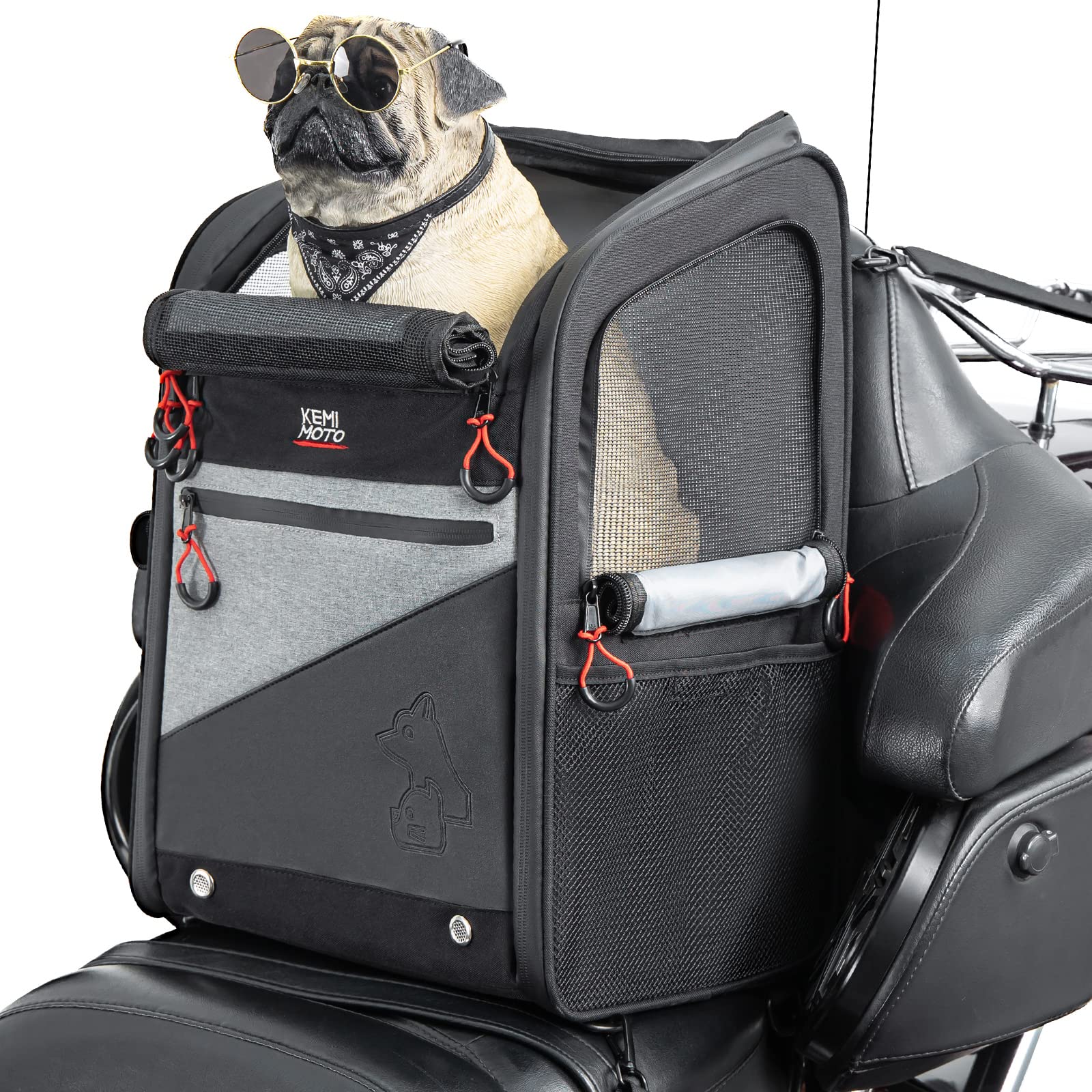Kemimoto Motorcycle Dog Cat Carrier Bags Upgraded For Less Than 20 Lbs Pets Carriers Portable Capacity Folding Backpack For Stre