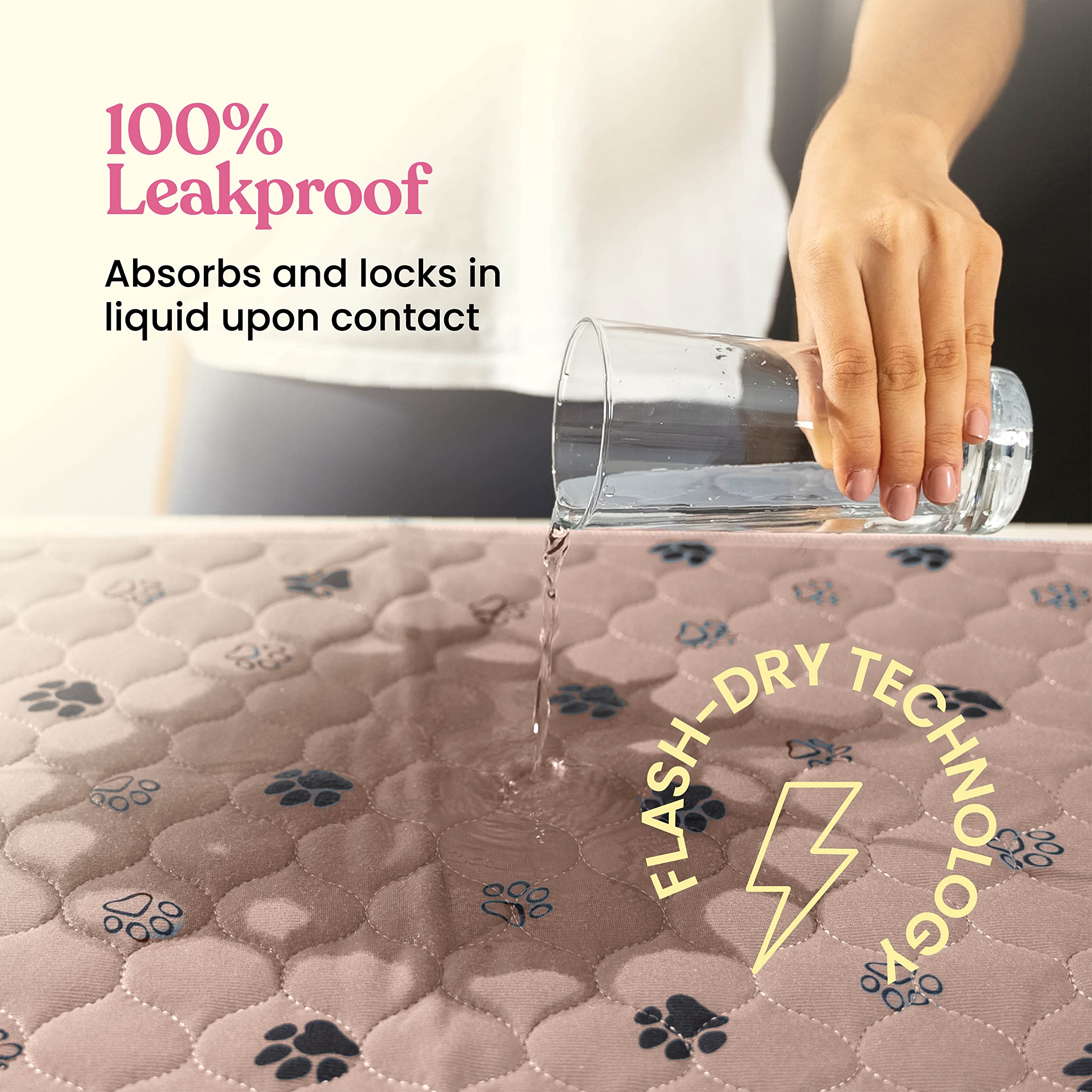 Super Absorbent Washable Pee Pads For Dogs - 2-Pack Superior Reusable Puppy Pads Pet Training Pads -100% Waterproof Dog Pee Pad Protects Against Urine Leakage Non-Slip Grip Prevents Slipping& Bunching