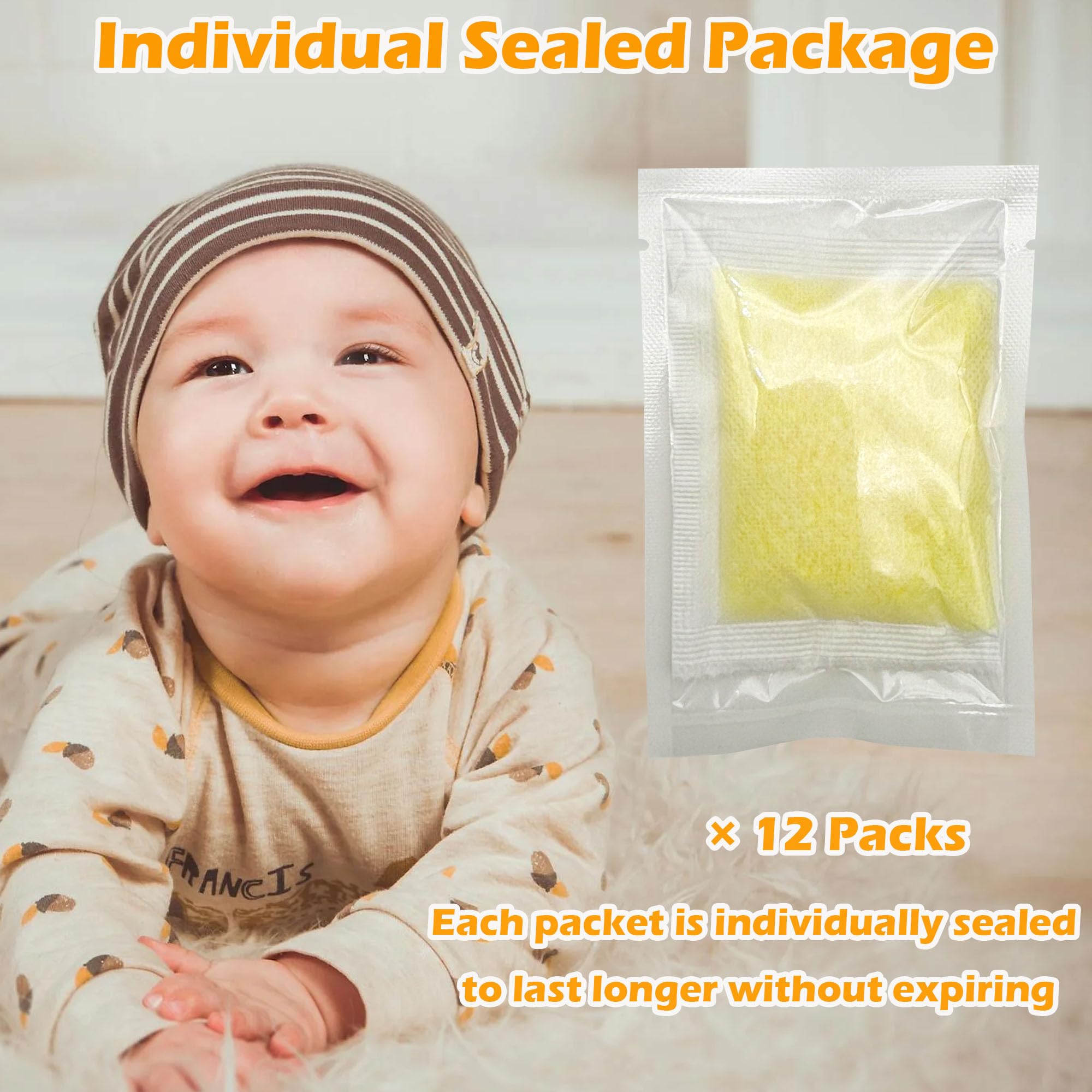 AFJWUZ 12 Pack Deodorizer Refills for Munchkin Diaper Pail, Yellow, Silica/Clay/Carbon, Model WH001