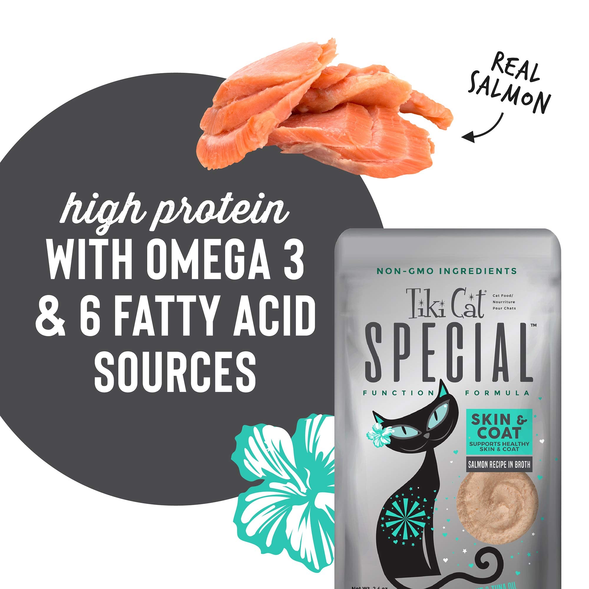 Tiki Cat Solutions Mousse Skin & Coat Mousse, Salmon Recipe, Specially Formulated with Omega Fatty Acids, Functional Wet Cat Foo