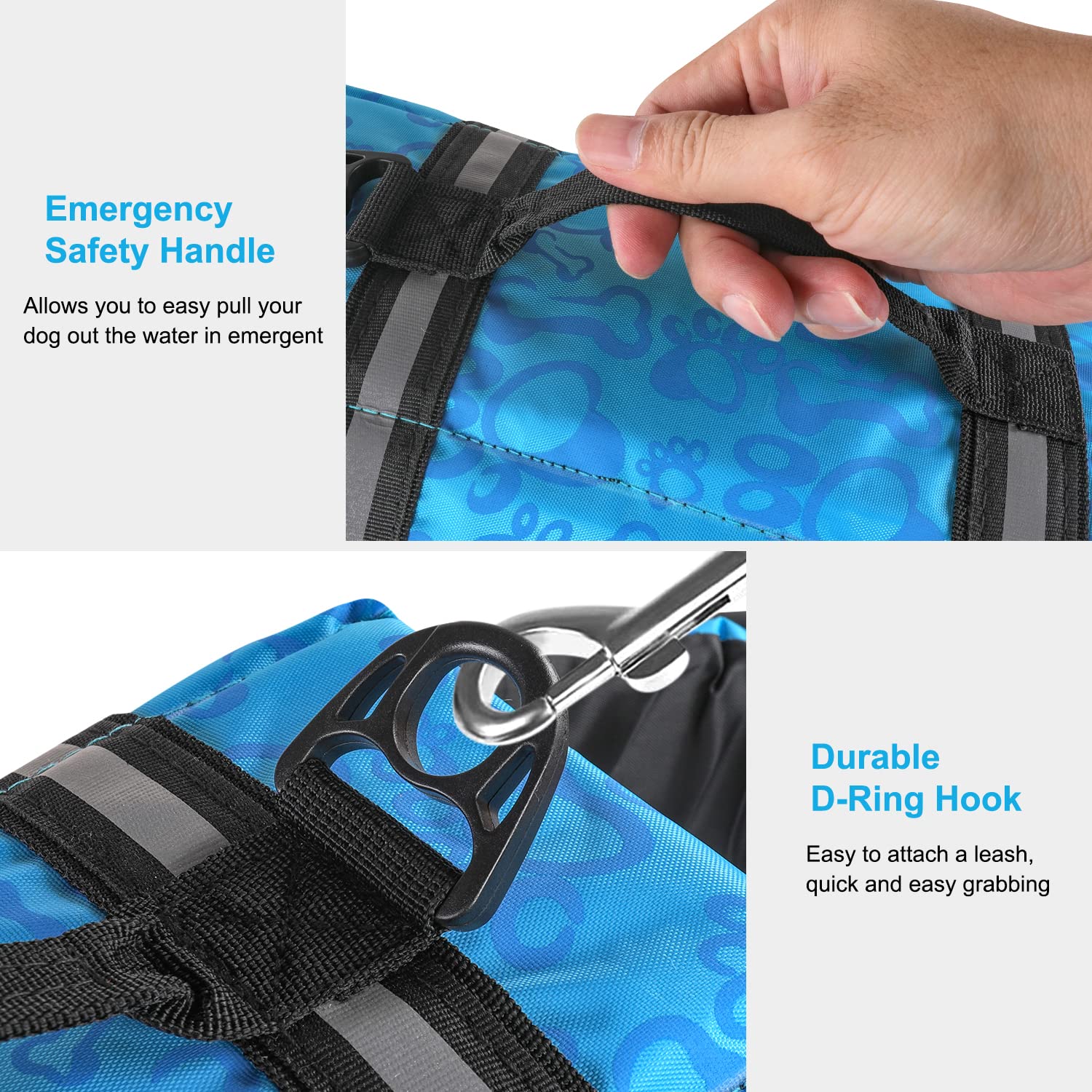 Haocoo Dog Life Jacket Vest Saver Safety Swimsuit Preserver With Reflective Stripes/Adjustable Belt Dogs?Blue Bone,S