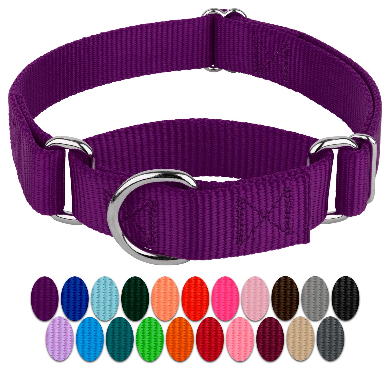 Country Brook Petz - Purple Martingale Heavy Duty Nylon Dog Collar - 21 Vibrant Color Options (3/8 Inch Width, Mini)
