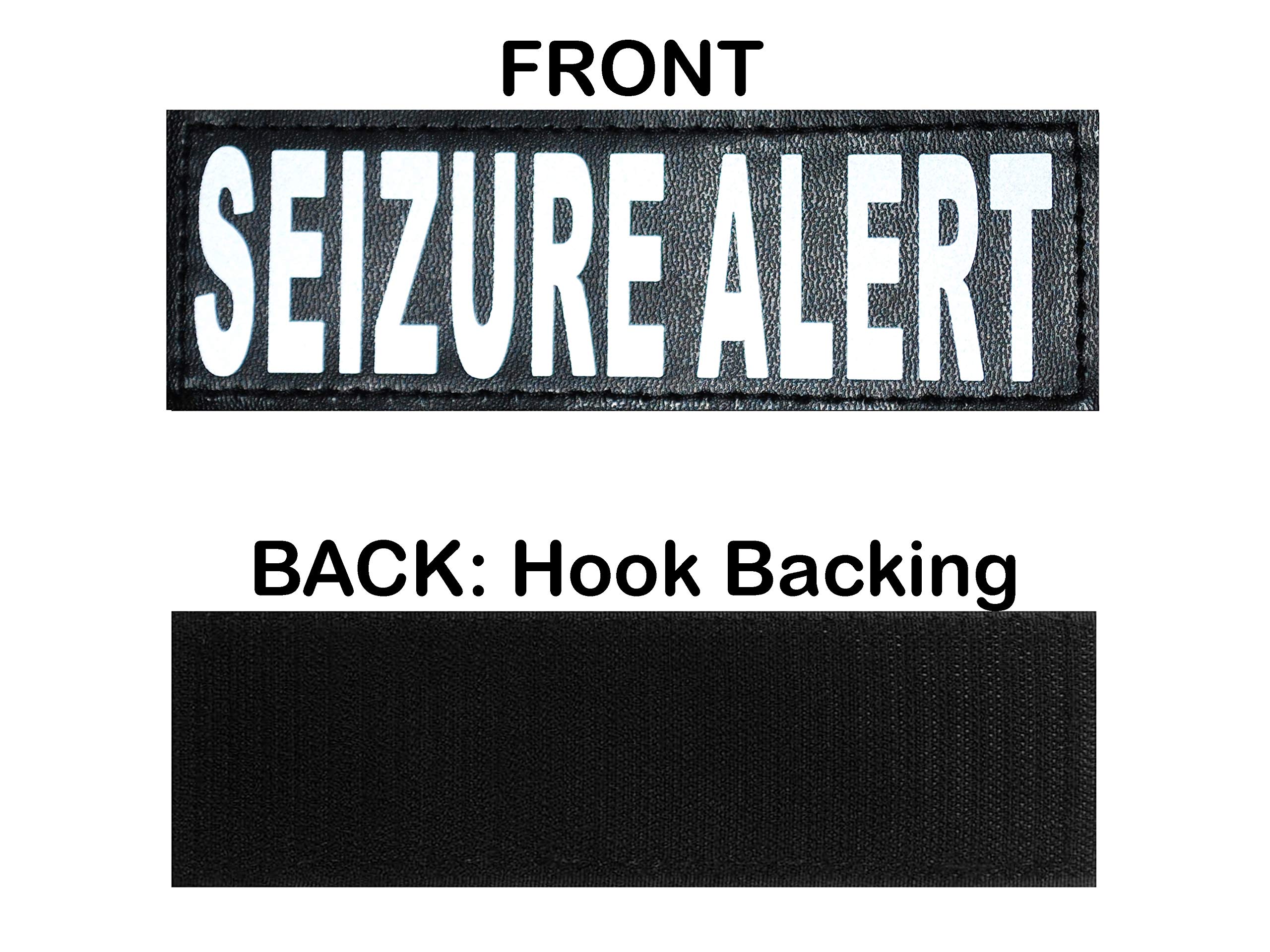 Doggie Stylz Reflective Seizure Alert Patches - Durable Hook Backing, Medium Size (4" X 1.5"), Black, Removable for Working Dog Harnesses