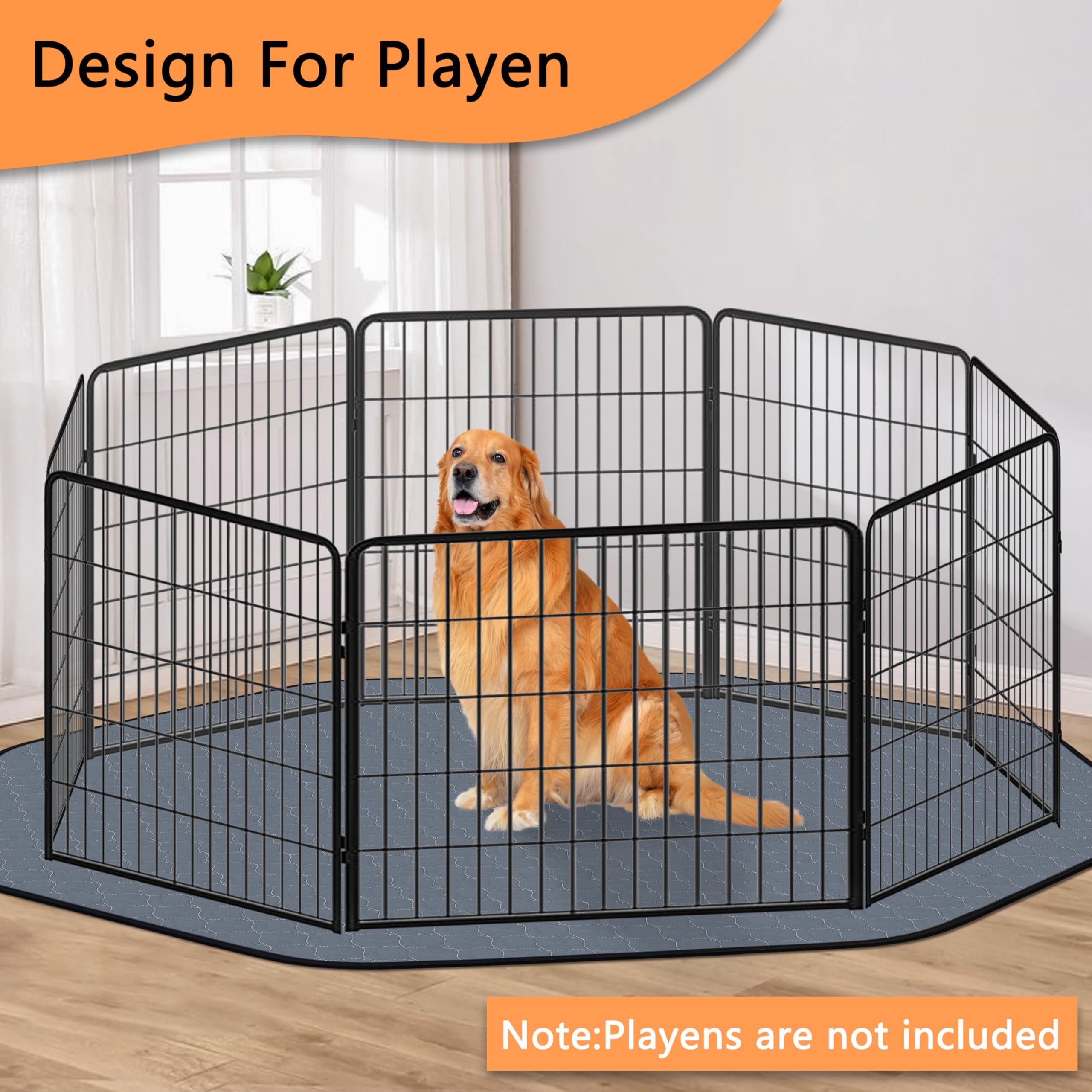 Bunlitent Washable Pee Pads For Dogs, 63'' Diagonal Octagon Puppy Pads, Designed For 24'' Width 8 Panels Dog Playpen, Non-Slip W