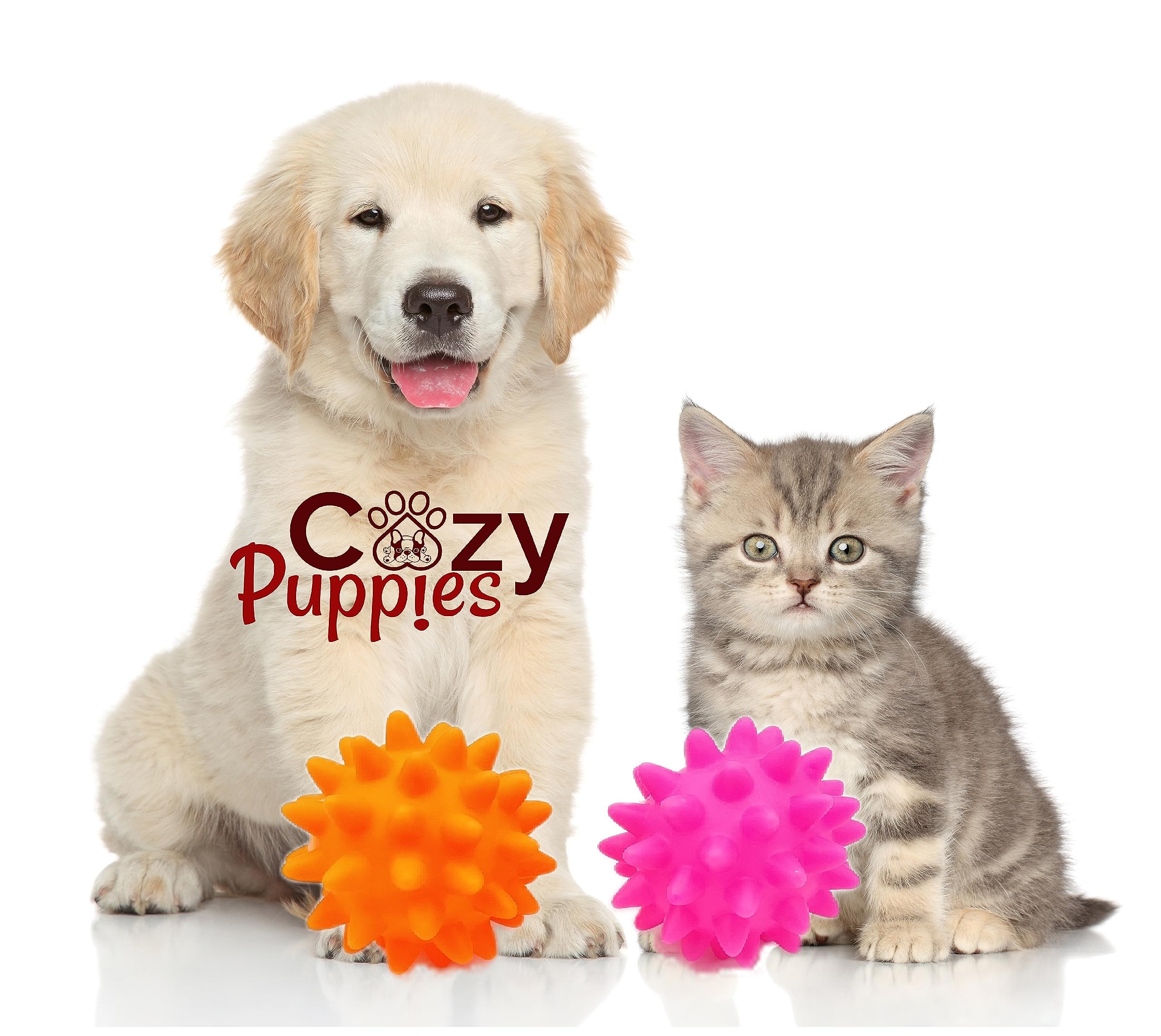 The Dds Store 2 Pcs Spiky Dog Ball Squeaky Interactive Puppy Chewing Toy Dog Teeth Cleaning Ball Dog Squeak Ball (Color May Vary