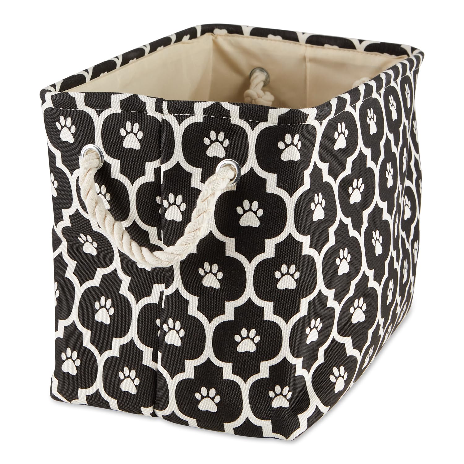Bone Dry 6192 Pet Storage Collection Lattice Paw Print, Medium Rectangle, Black
