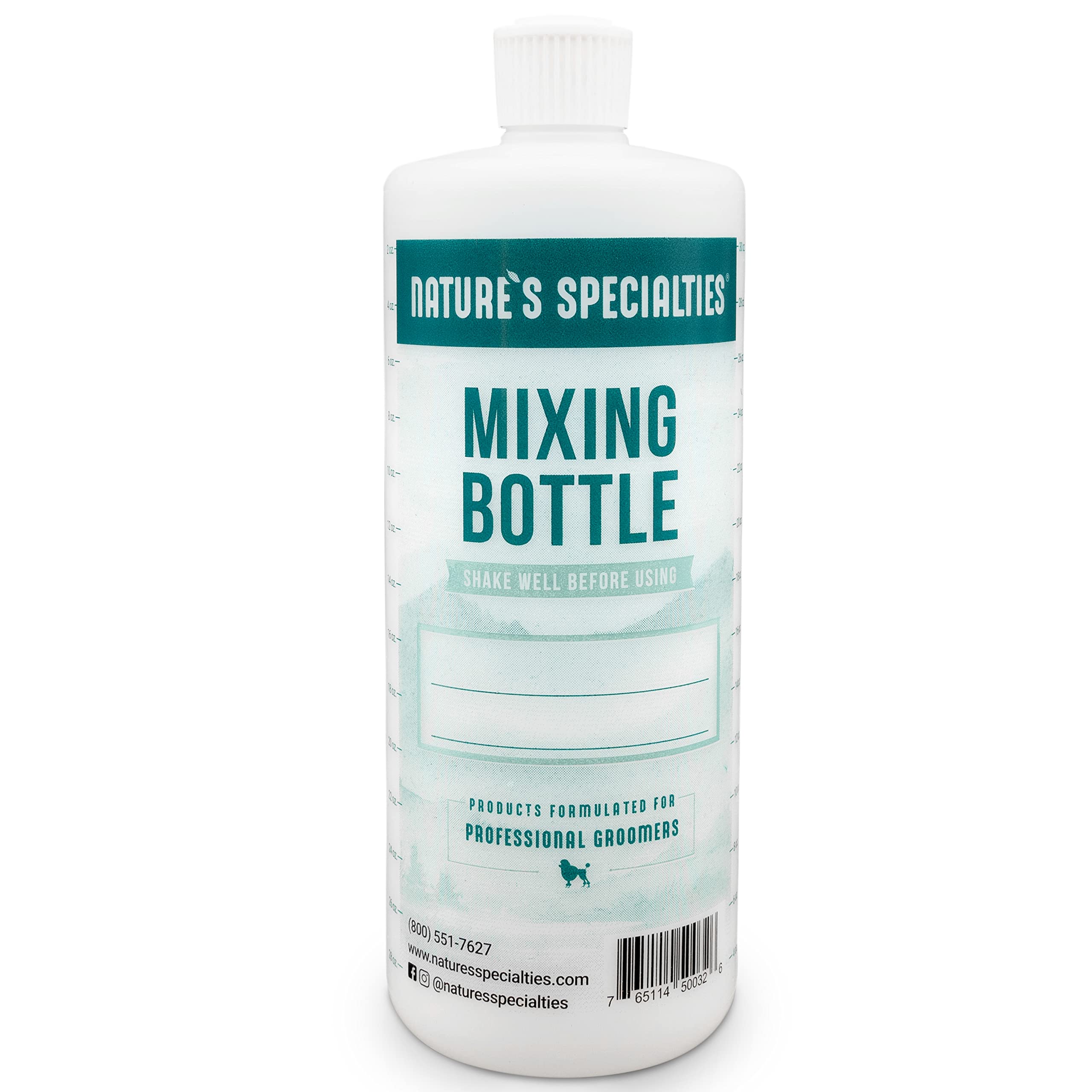 Nature's Specialties Mixing Bottle for Concentrated Dog Shampoo, Natural Choice for Professional Pet Groomers, Easy to Read Meas