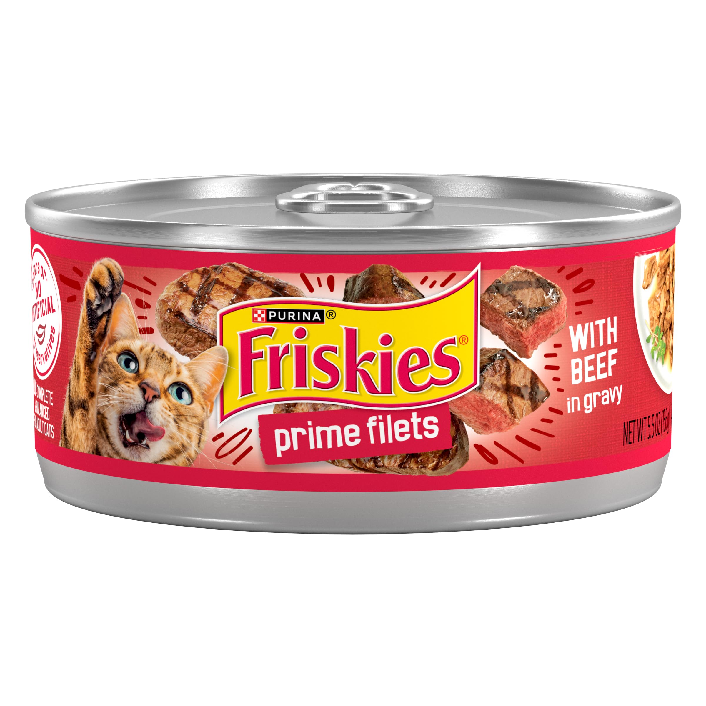 Purina Friskies Prime Filets with Beef in Wet Cat Food Gravy - (Pack of 24) 5.5 oz. Cans
