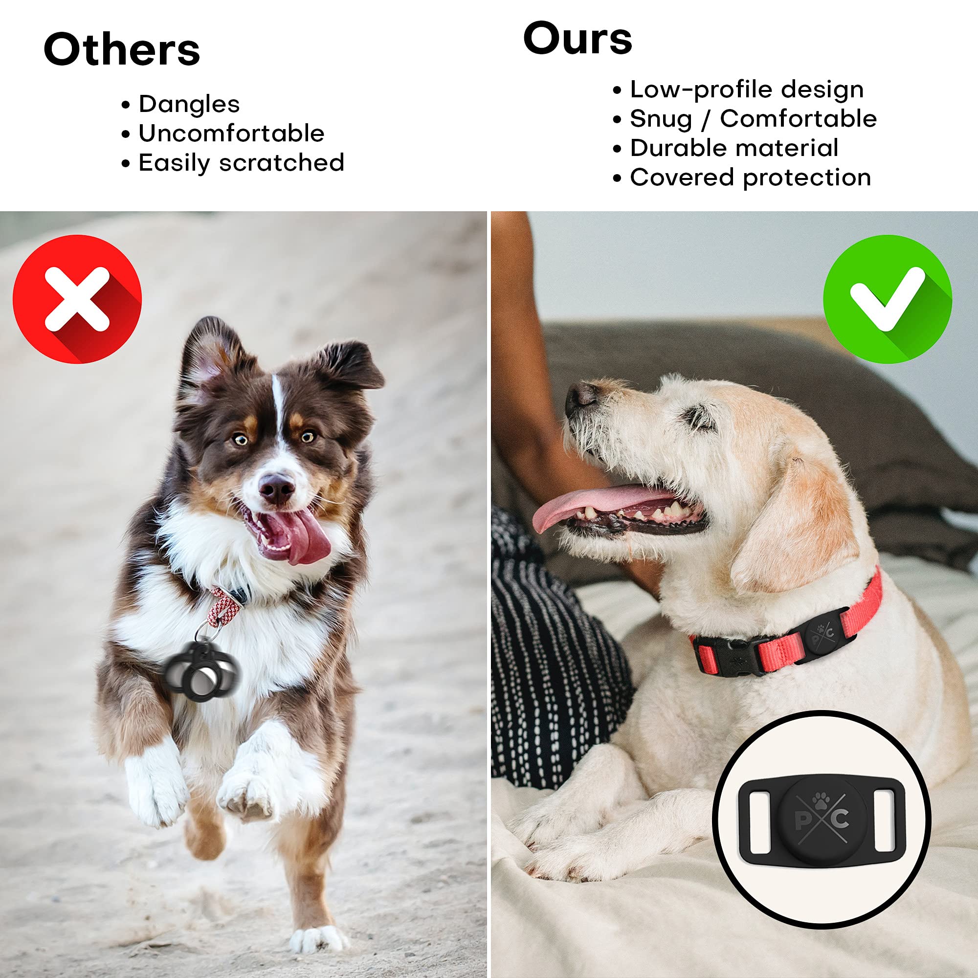 Pup Culture Airtag Dog Collar - Extra-Durable, Lightweight, Protective Case - Track Pets With Apple Airtag