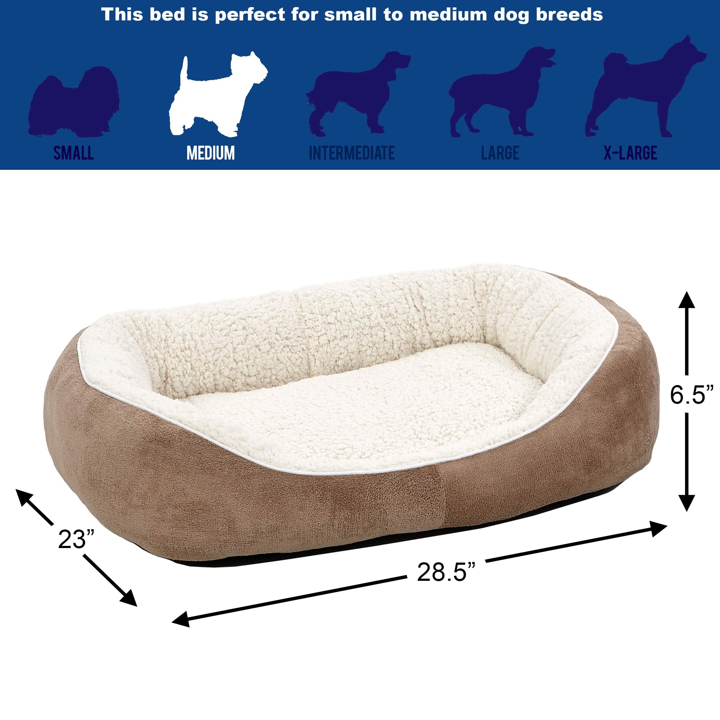 MidWest Homes for Pets Cuddle Bed, Medium, Taupe, Fleece, 28.5"L x 23.0"W x 6.5"Th, Model 40279-C