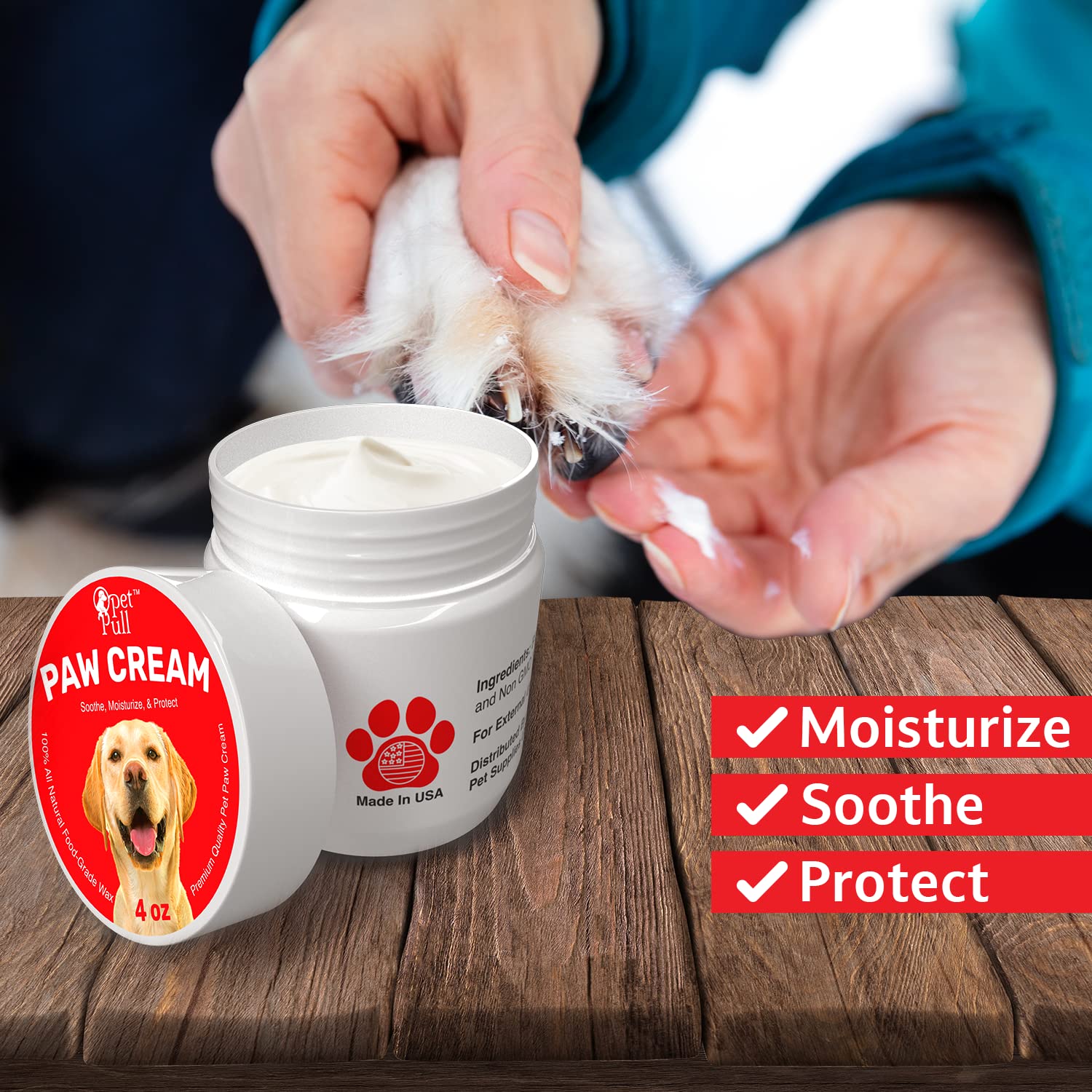 Paw Cream 4 Oz Dog Paw Protector For Heat, Cold & Rough Surfaces - Paw Moisturizer Balm With Natural Waxes & Oils - Puppy Invisible Boot Soothes, Moisturizes, Protects