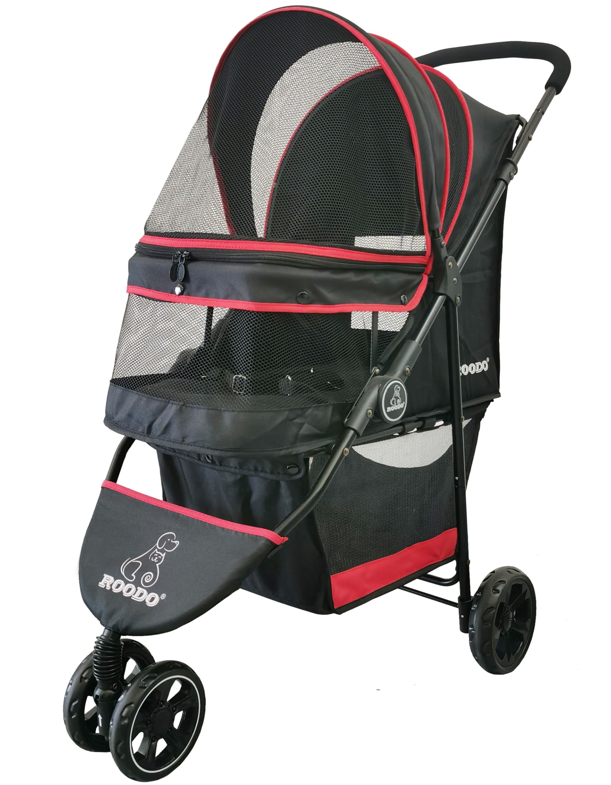 Roodo Escort 3 Wheel Dog Cat Pet Stroller For Small/Medium Dogs Cats Best Lightweight Foldable Portable Compact Jogger Travel Al